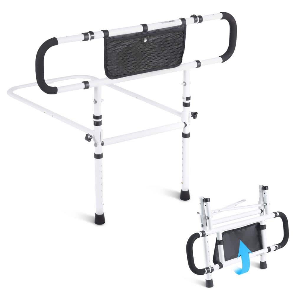 Bed Assist Rail 180° Foldable 450 lbs. Loading Bed Side Rails with 4-Level Handle for Elderly Adults Senior Patient Care