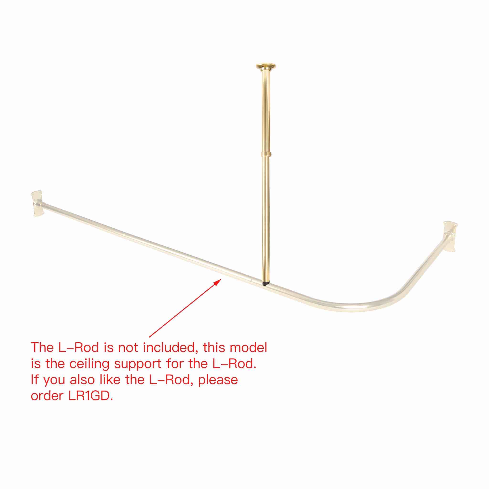 Utopia Alley Rustproof Wall Mounted L-Shaped Corner Rod Adjustable From 25-33 in. Vertical Ceiling Support Bar, Gold
