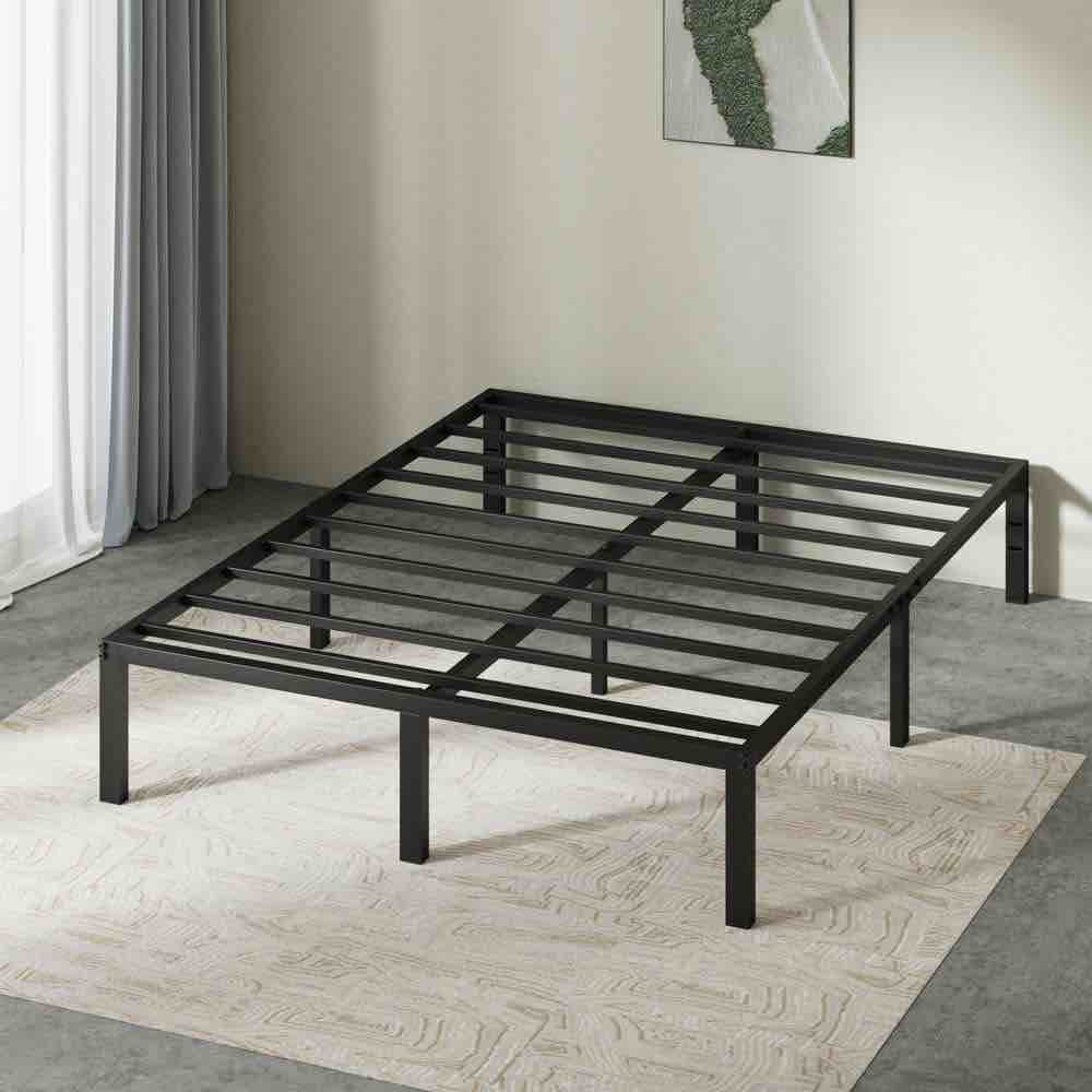 Classic 14 in. Black Metal Queen Platform Bed Frame