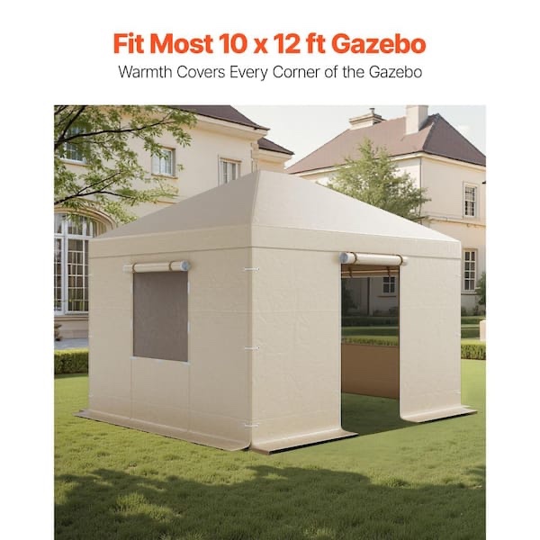 Winter Gazebo Cover for 10 x 12 ft., Weather-Resistant with Side Panels and Mesh Windows, Frame Not Included