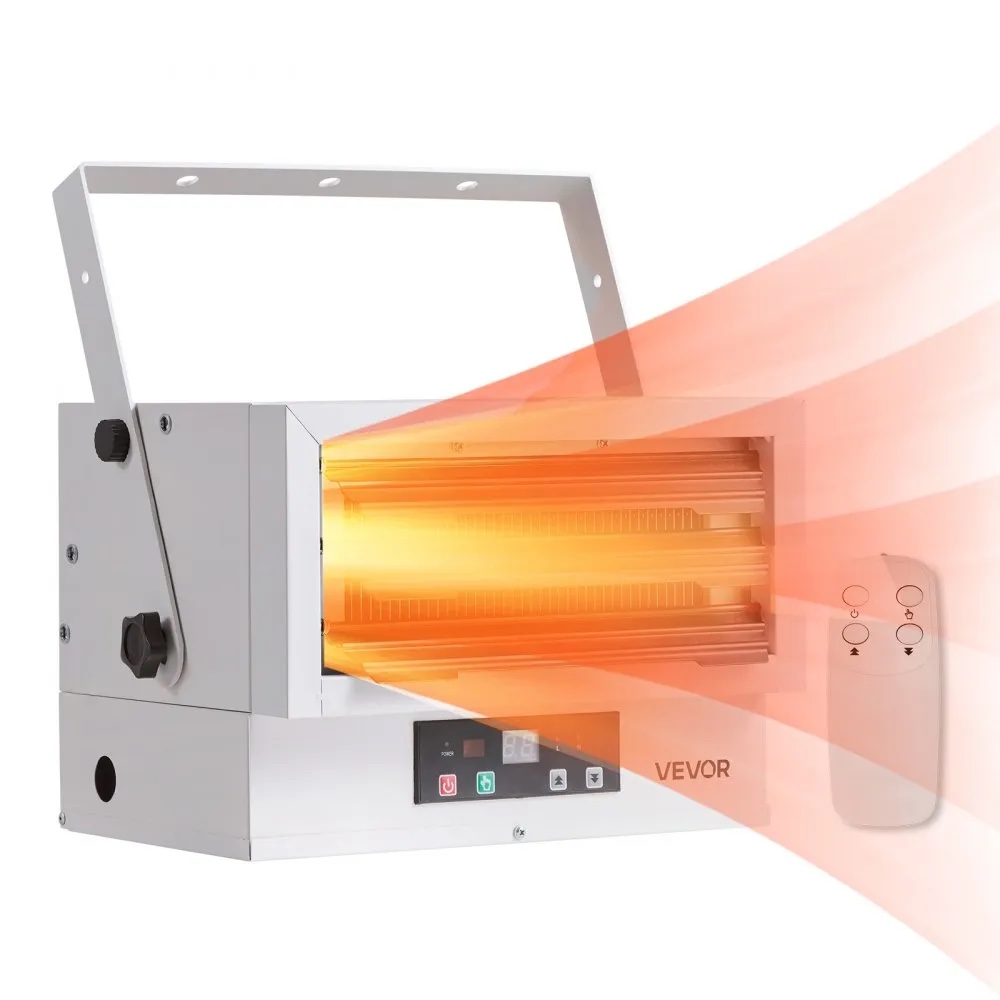 Electric Garage Heater, 5000-Watt (2500/5000W) Ceiling Mounted Shop Heater, With Remote Control & Overheat Protection & Low Noise Cross-flow, Commercial for Indoor Workshop Warehouse,240V White