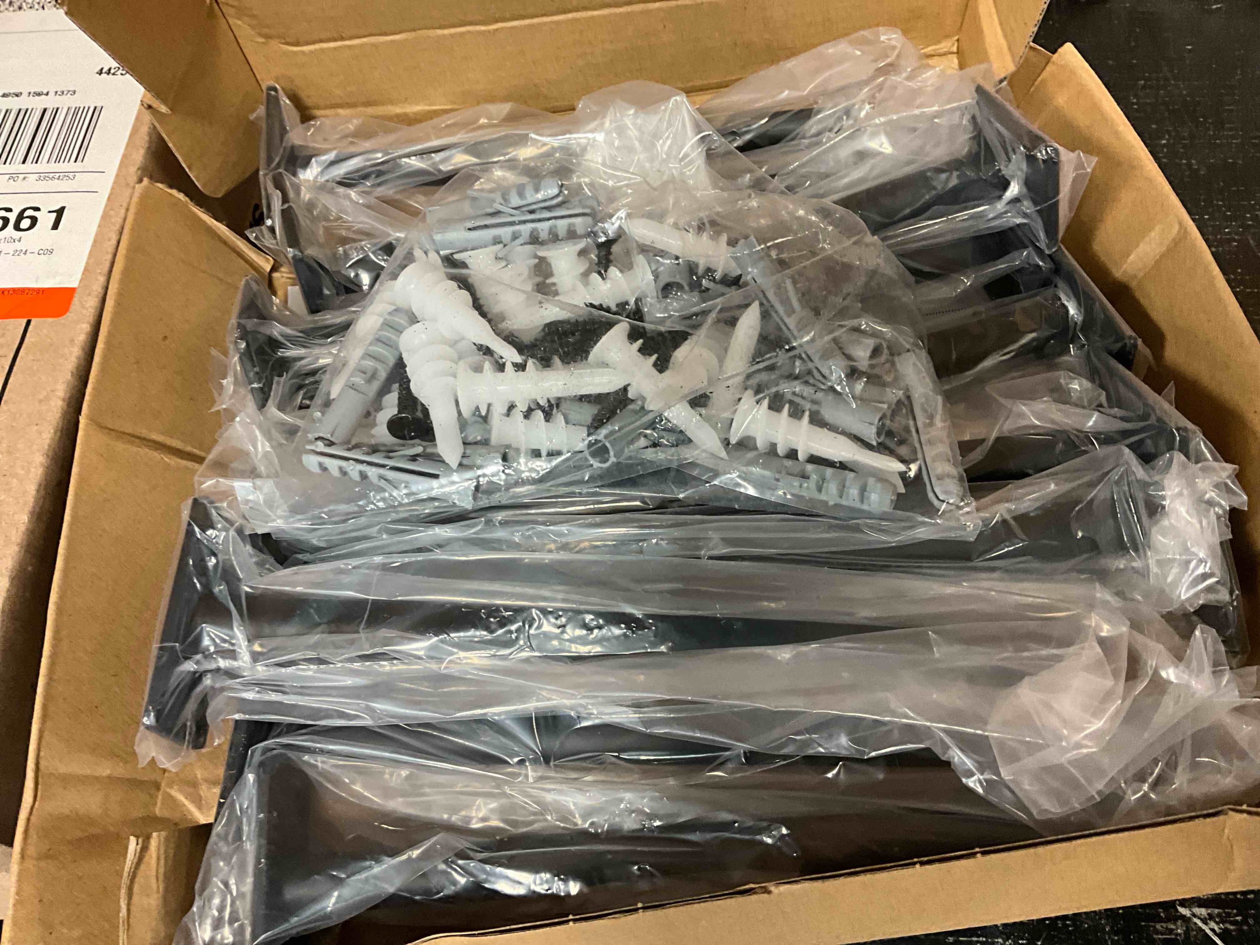 Condition photo showing New/Like New for LEOPO 12 Pack-8 inch Floating Shelf Bracket, Hidden Brackets for Wood Shelf 8 Inch Black 12Pack