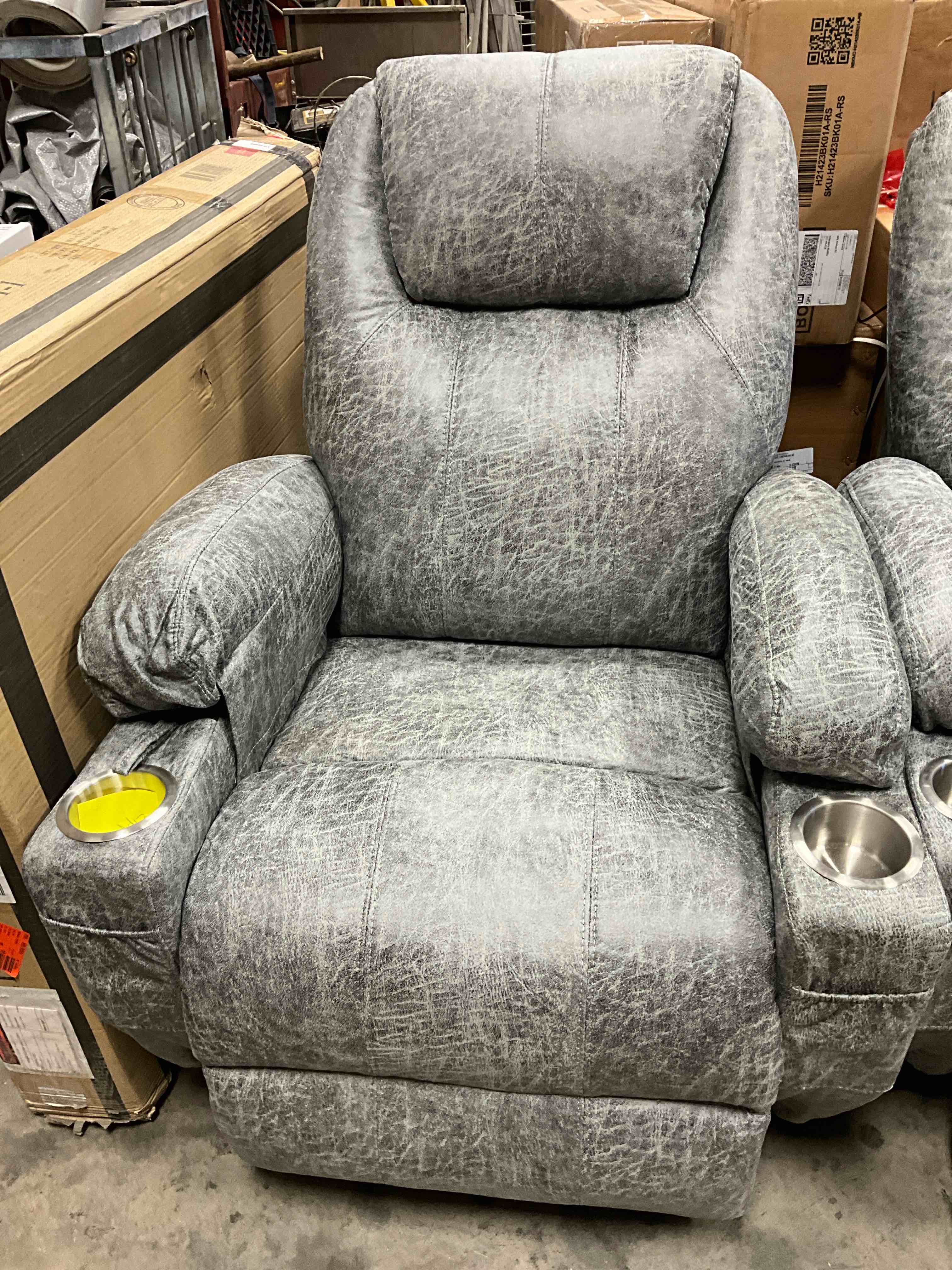 Condition photo showing Good Condition for Vibration remote broken. Powerlift works. Electric Power Lift Recliner Chair (Leathaire) with Massage for Elderly, Single Sofa with 2 Cup Holders Side Pockets