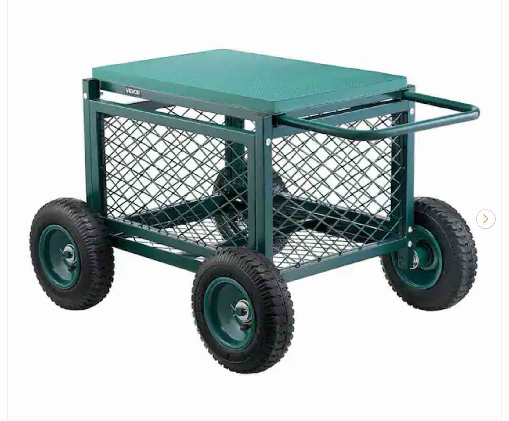 rolling garden cart with seat, metal rolling garden work seat with wheels, supports up to 400 lbs. for lawn, patio