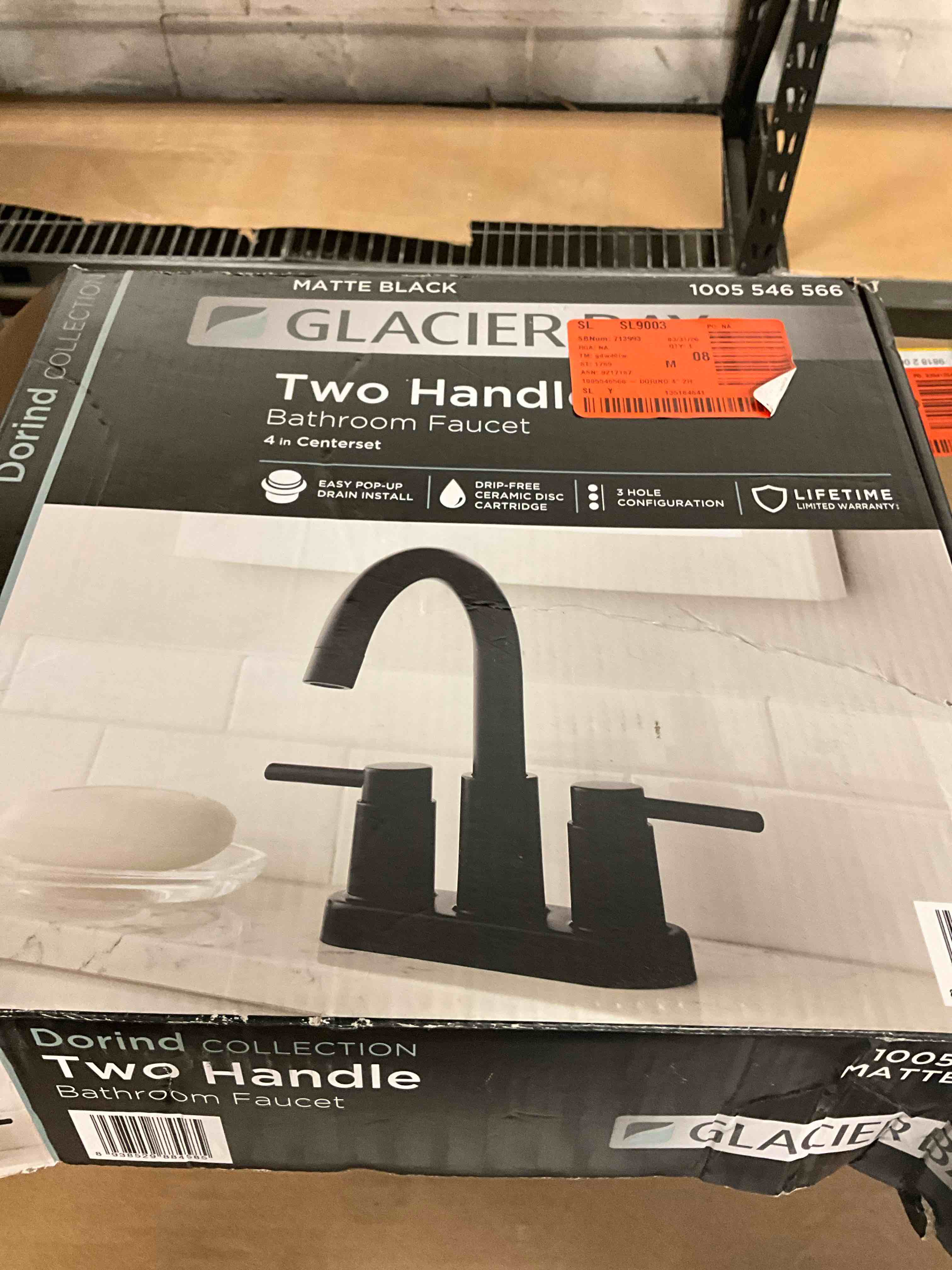 Condition photo showing New/Like New for dorind 4 in. centerset 2-handle high-arc bathroom faucet in matte black