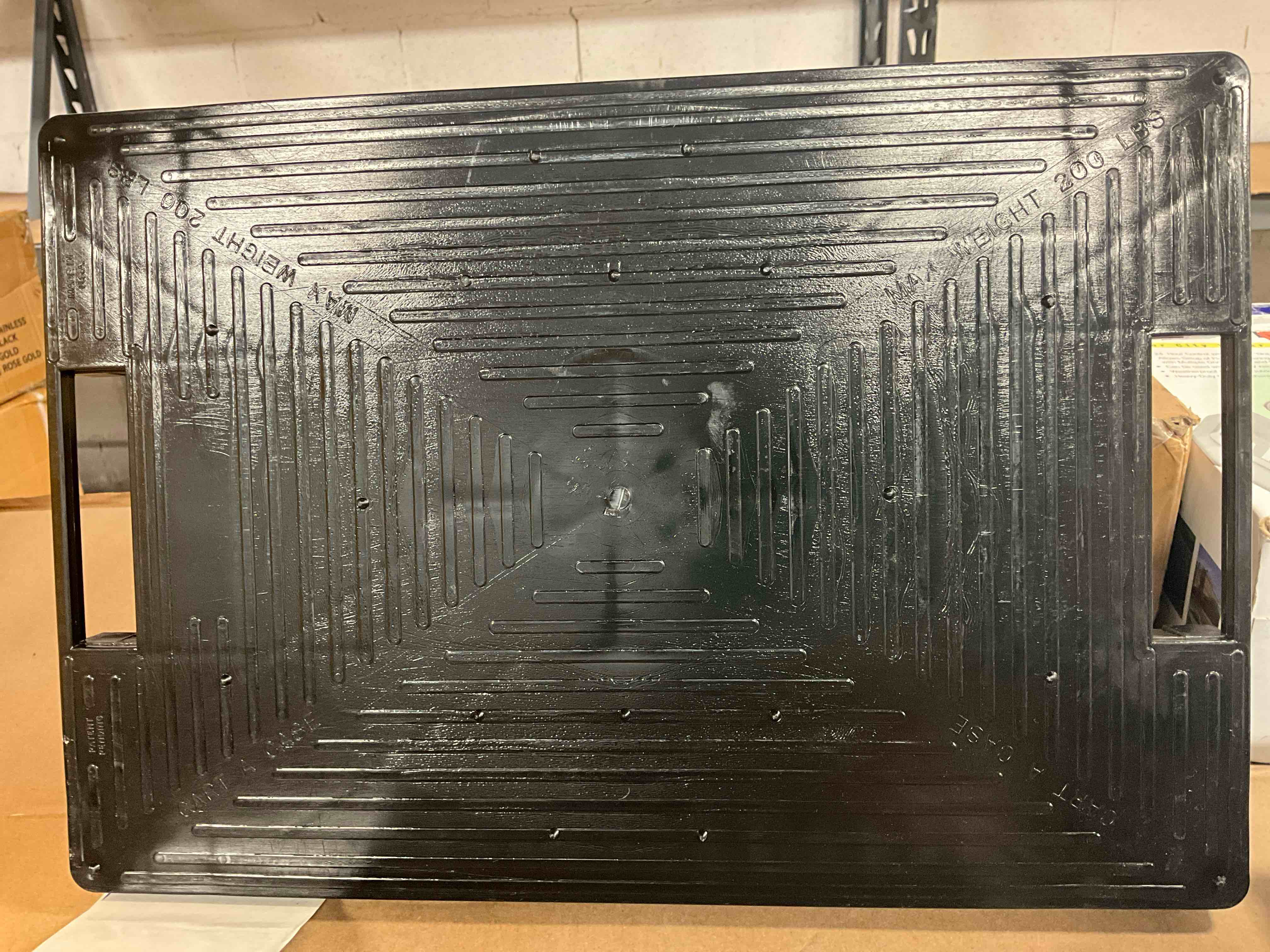 Condition photo showing New/Like New for multi purpose dolly with wheels, rolling utility dolly cart, non-slip platform, 5 swivel casters, indoor outdoor use, black