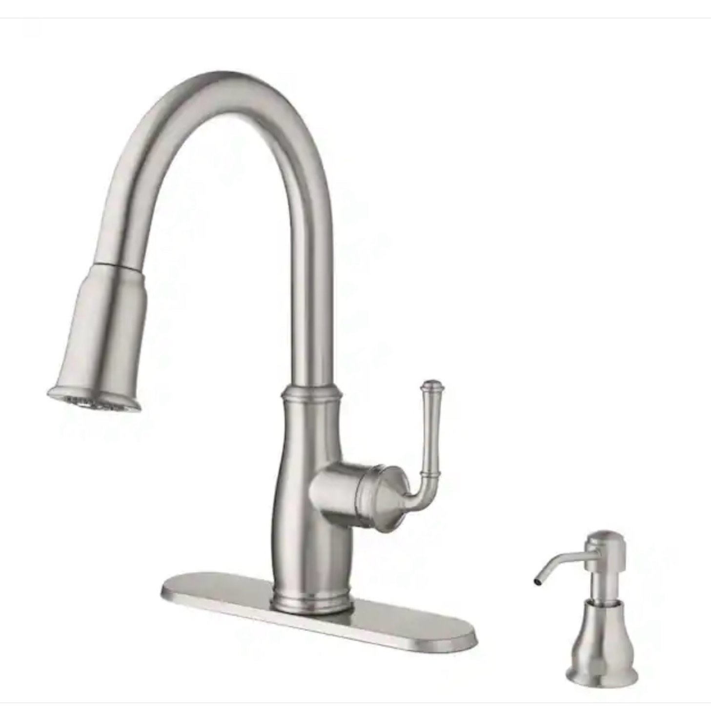 Kagan Stainless Steel 15 in. H Pull Down Sprayer Kitchen Faucet with 360° Swivel Spout