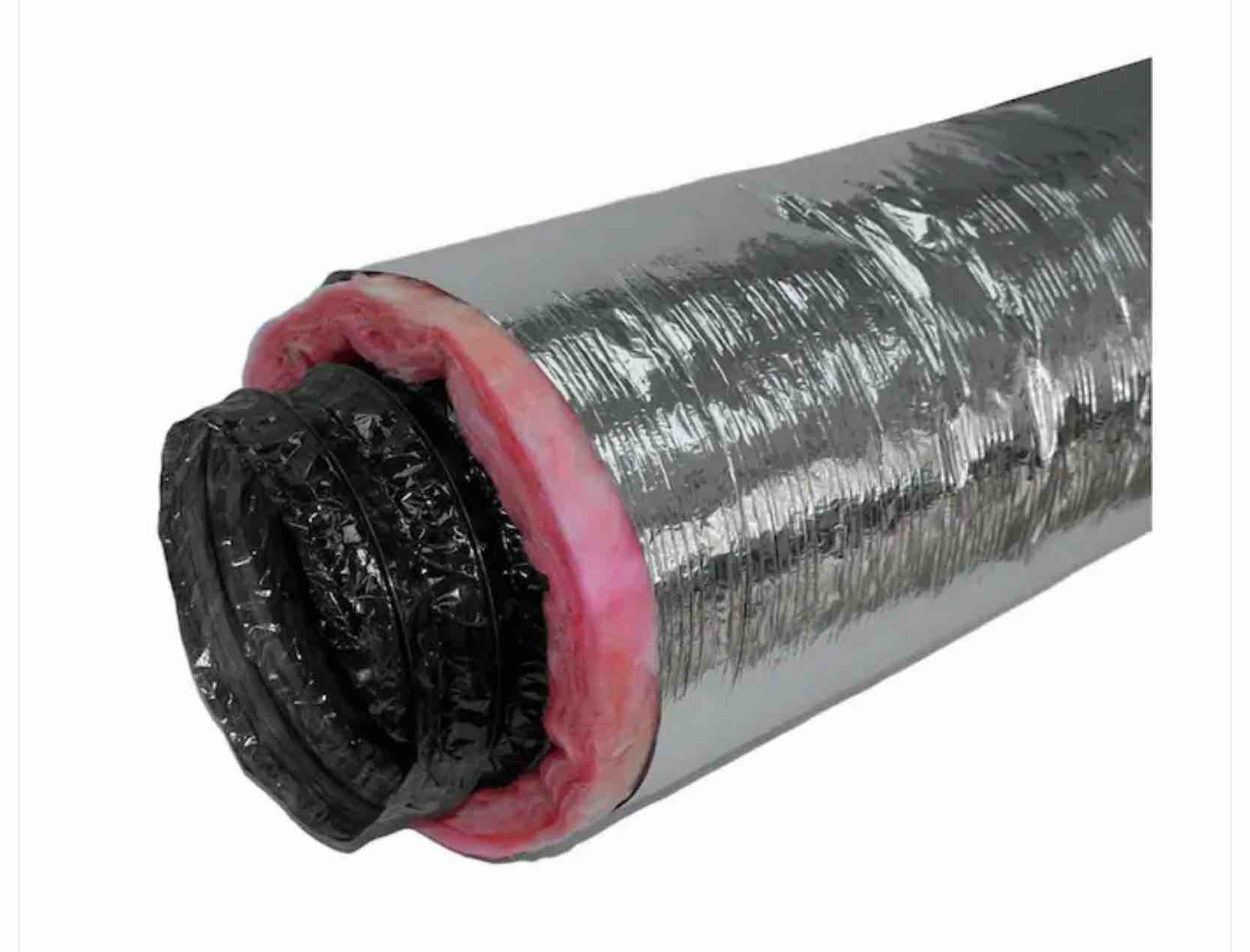 7 in. x 25 ft. r6 insulated flexible duct silver jacket
