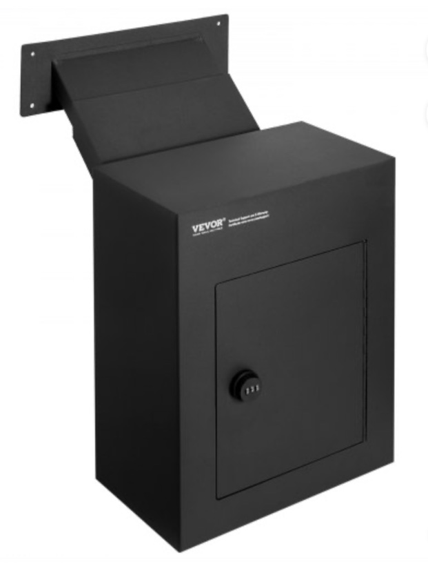 vevor through the wall drop box, heavy duty steel through the wall mailbox with 2.8-7.9" 13" combination lock, 13x7x17" mail drop box, black