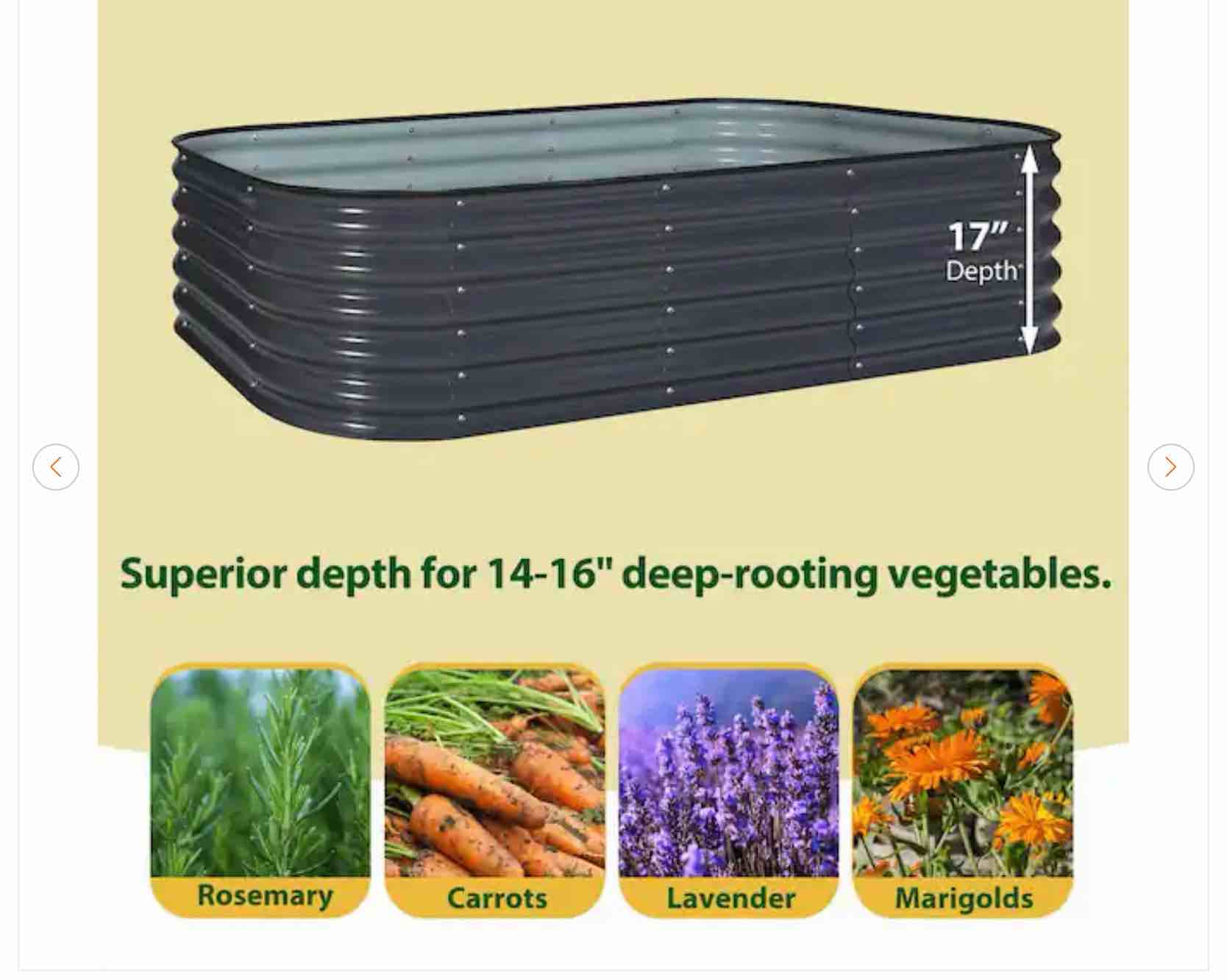Condition photo showing New/Like New for dark gray galvanized steel raised garden bed 9-in-1 planter box outdoor, 96 in. l x 24 in. w x 17 in. h