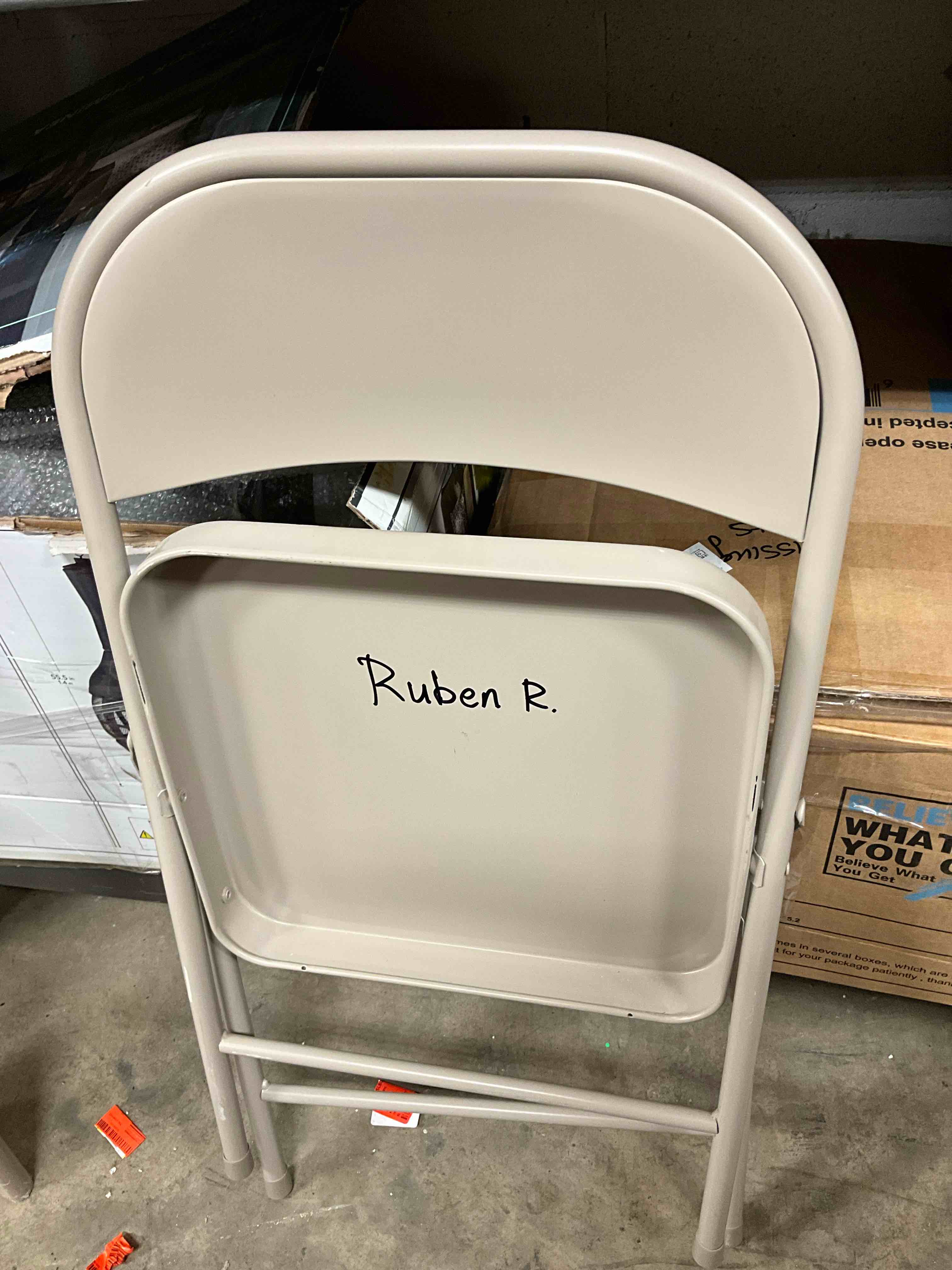 Condition photo showing Good Condition for steel folding chair-beige