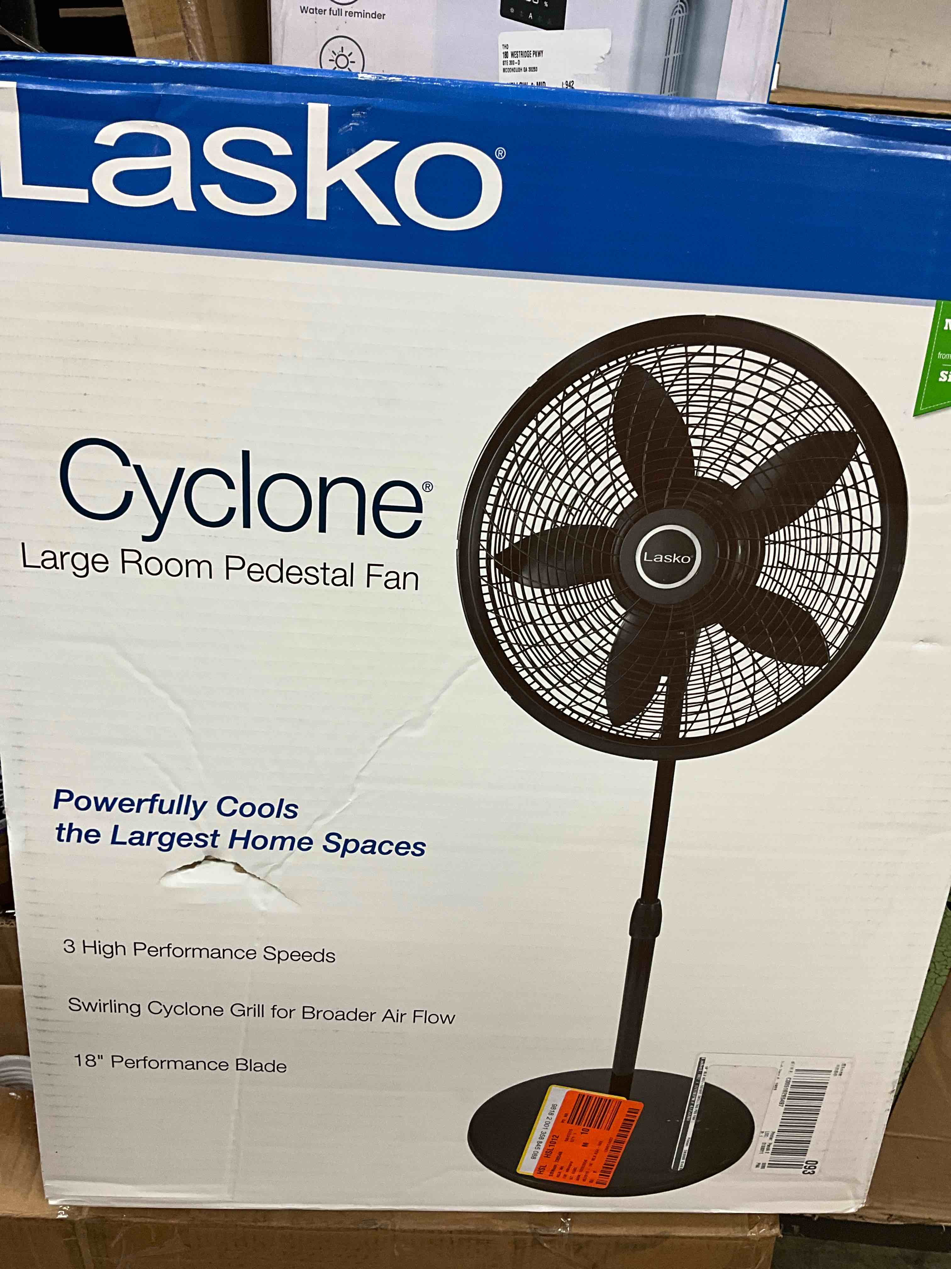 Condition photo showing New/Like New for lasko cyclone 18 in. adjustable pedestal fan