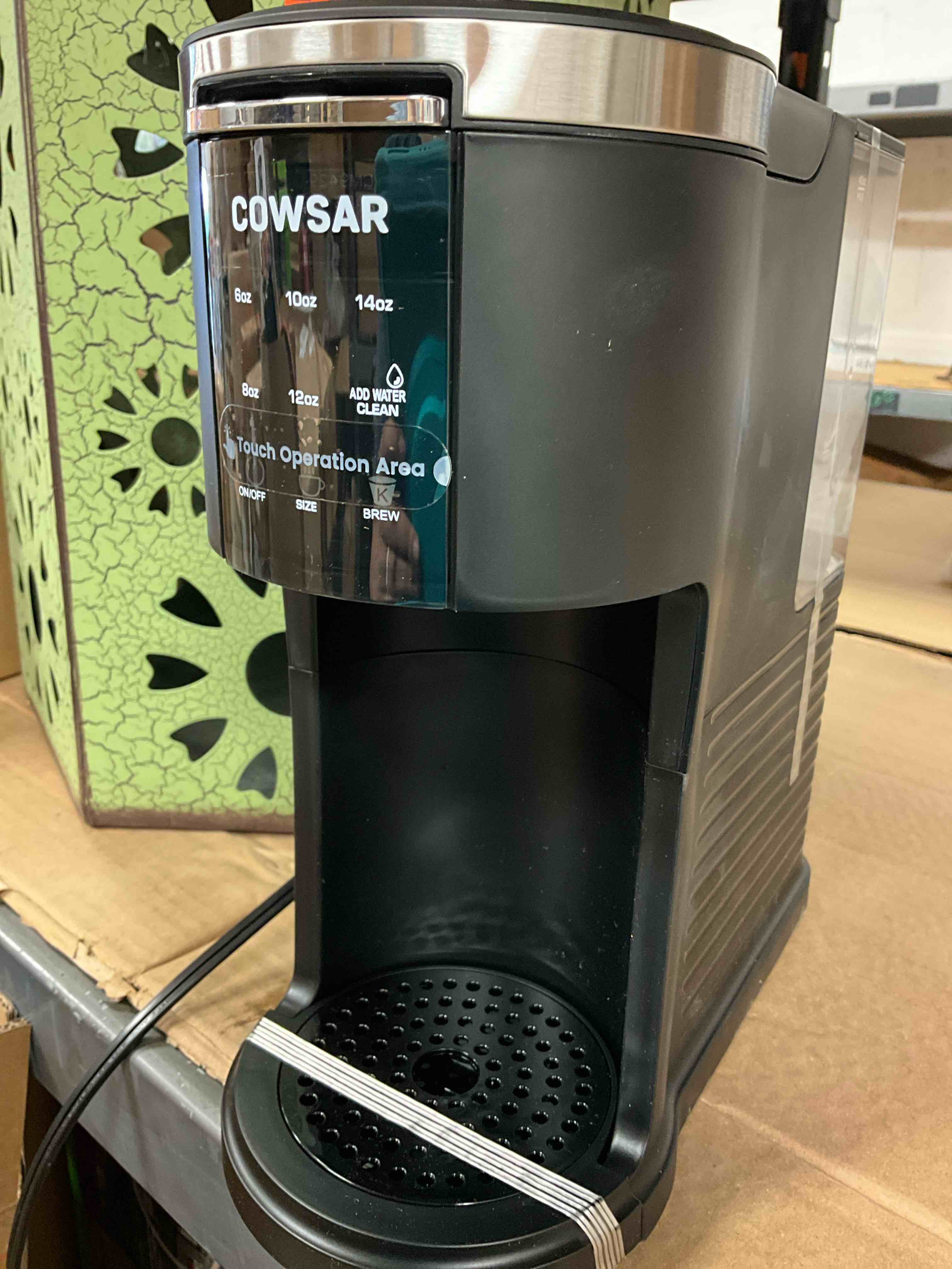 Condition photo showing New/Like New for coffee machine 2-in-1 single serve cup drip coffee maker, for k-cup coffee capsule pod, coffee powder in black