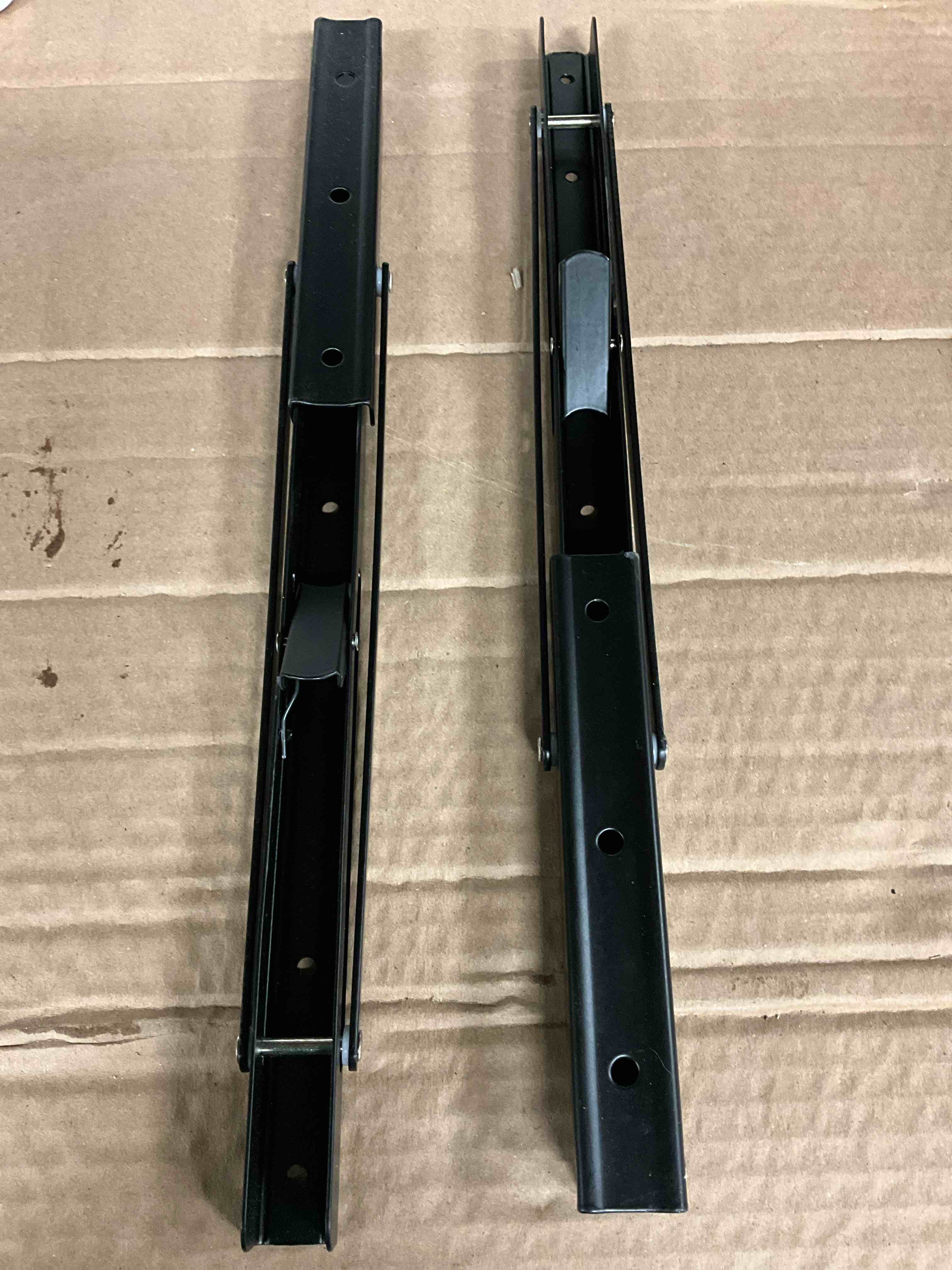Condition photo showing New/Like New for 2 pack 16 in. heavy-duty stainless steel collapsible triangle shelf brackets 300 lbs. capacity matte black
