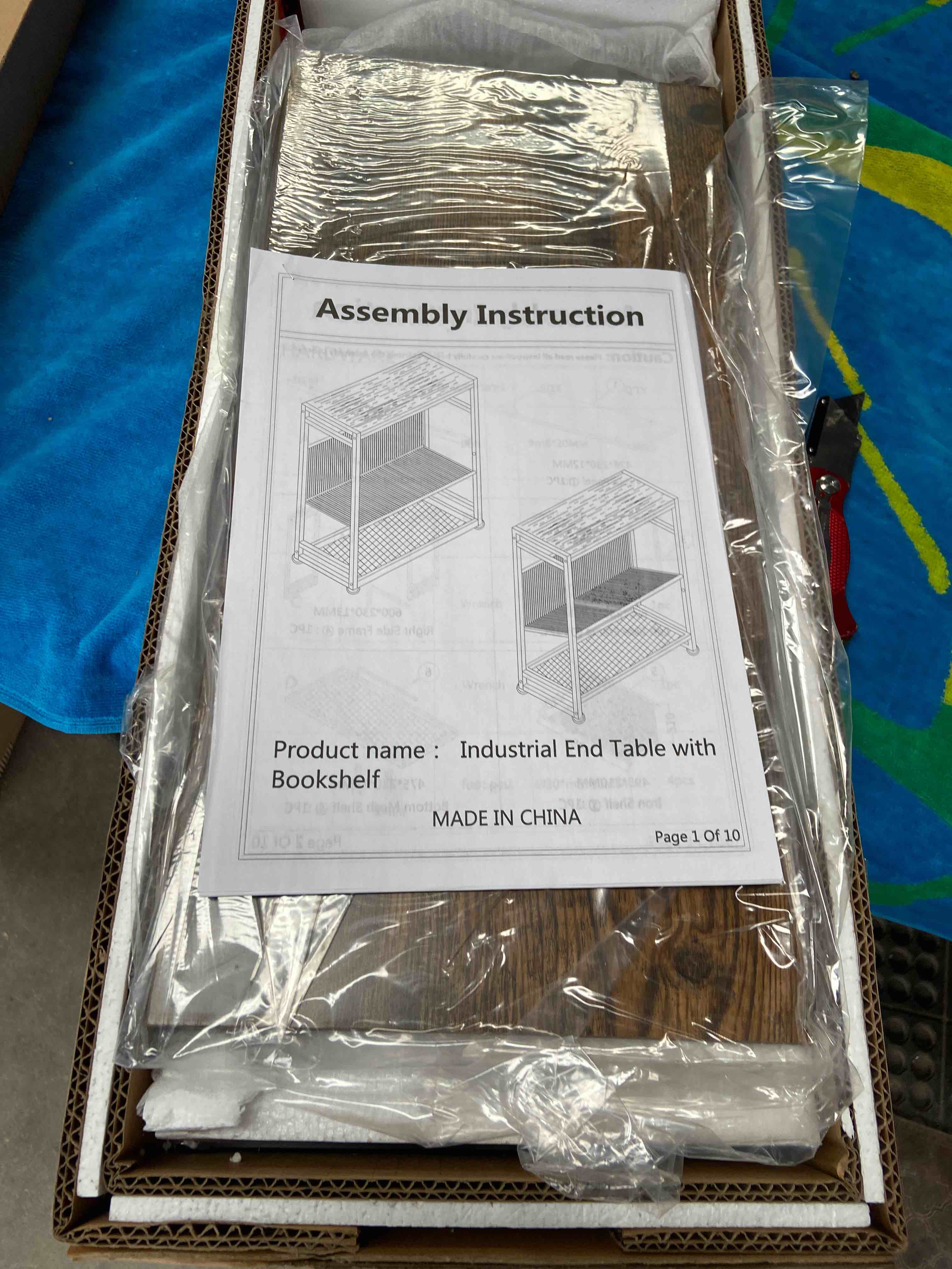 Dulcii 3 tier vintage wooden end table with bookshelf 