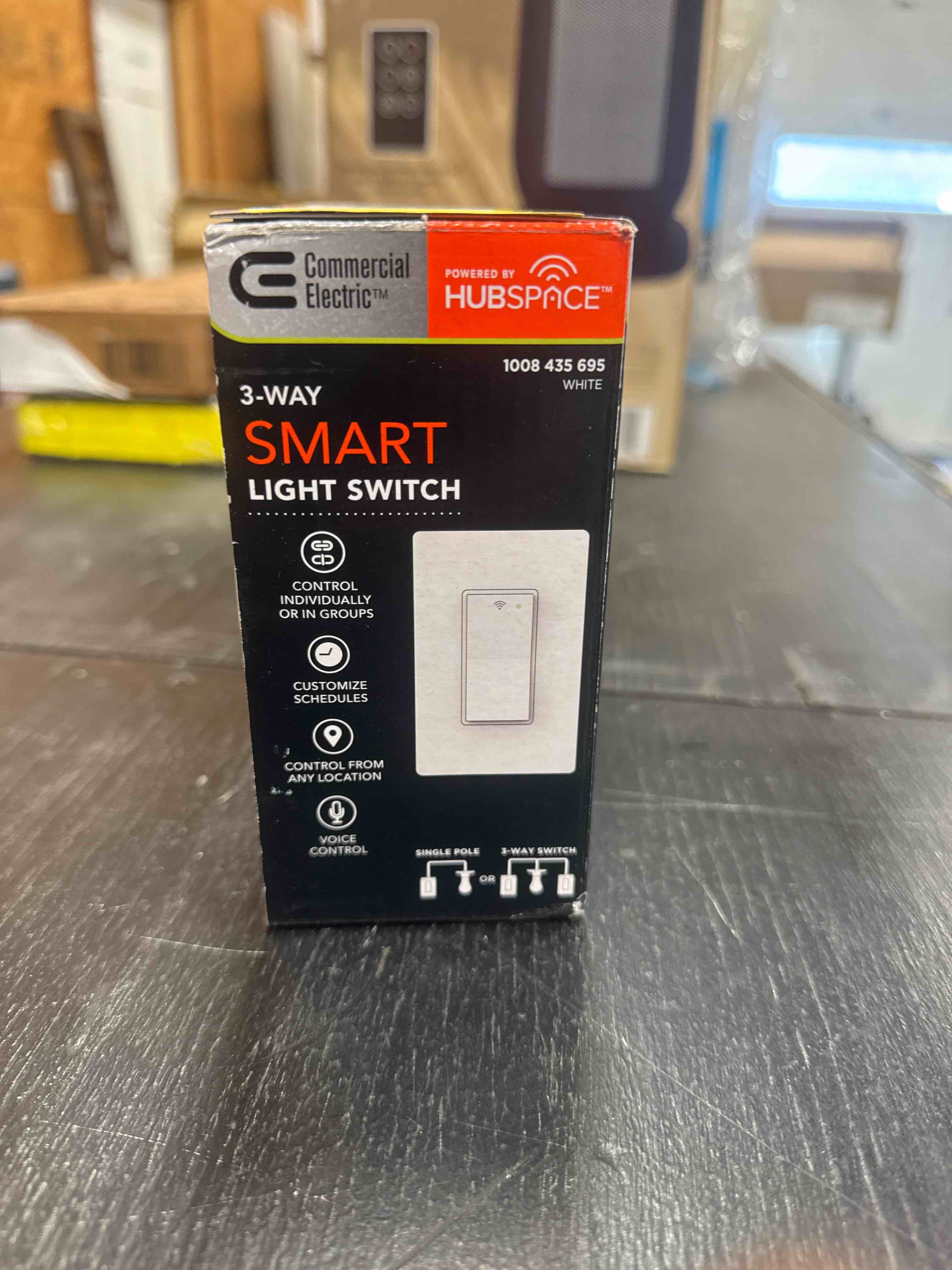 Commercial Electric 10 Amp 3-Way Smart Home Specialty Light Switch with Wi-Fi and Bluetooth Technology, White (1-Pack) Powered by Hubspace
