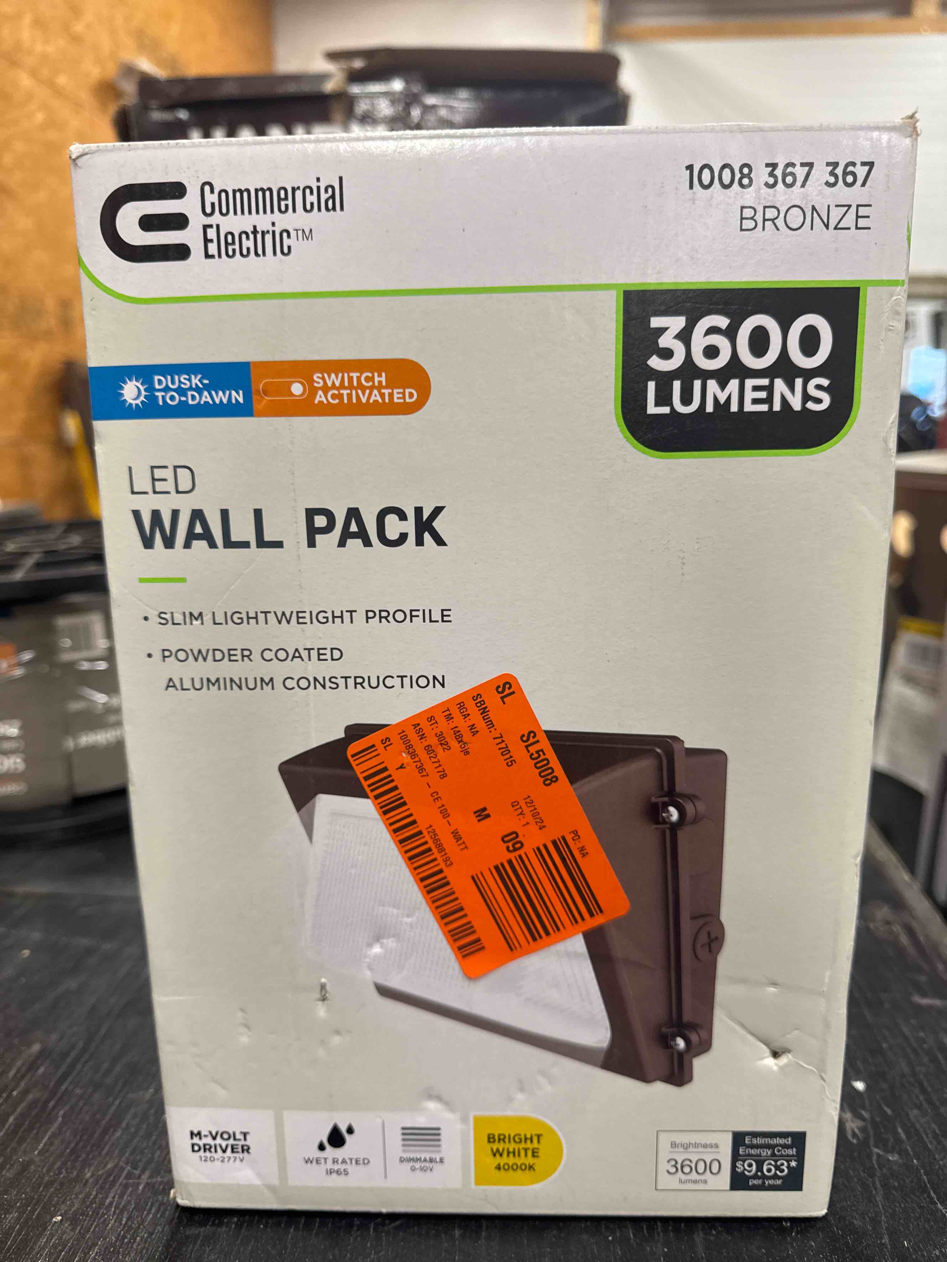 Commercial Electric 100- Watt Equivalent, Integrated LED Bronze Dusk to Dawn Wall Pack Light, 4000K
