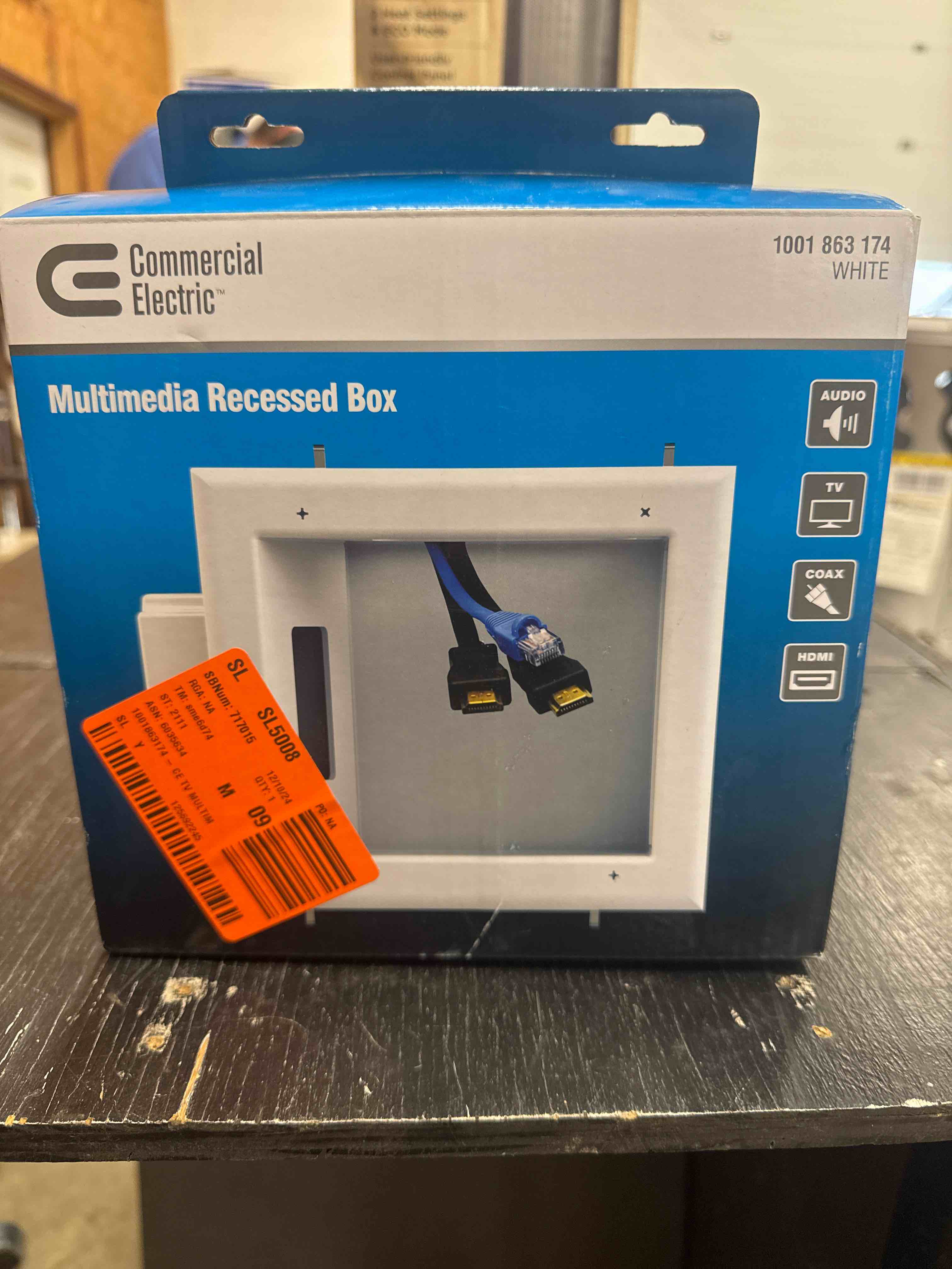 Commercial Electric TV Multimedia Recessed Box