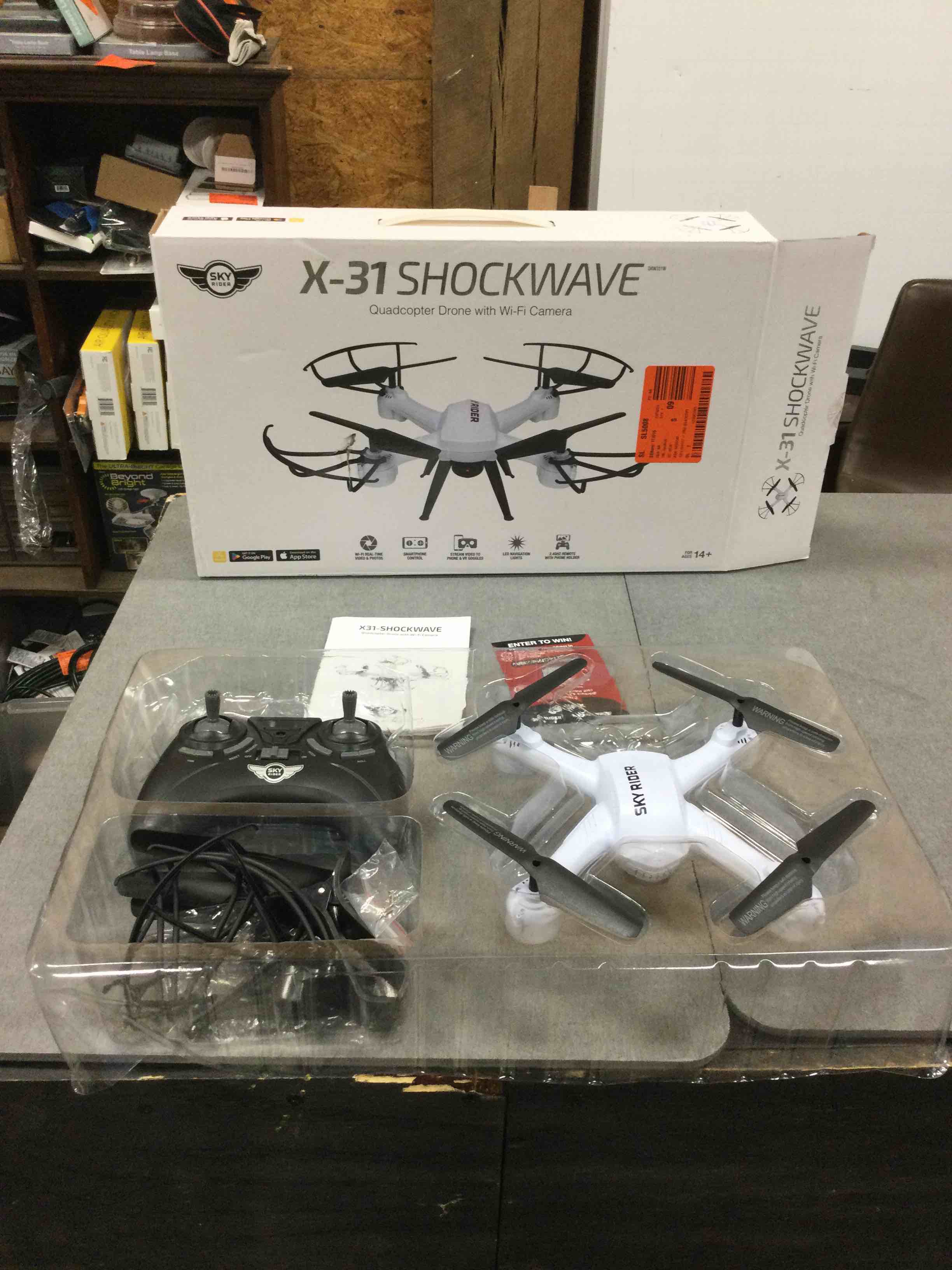 Pro Quadcopter Drone with Wi-Fi Camera, Remote and Phone Holder, White
