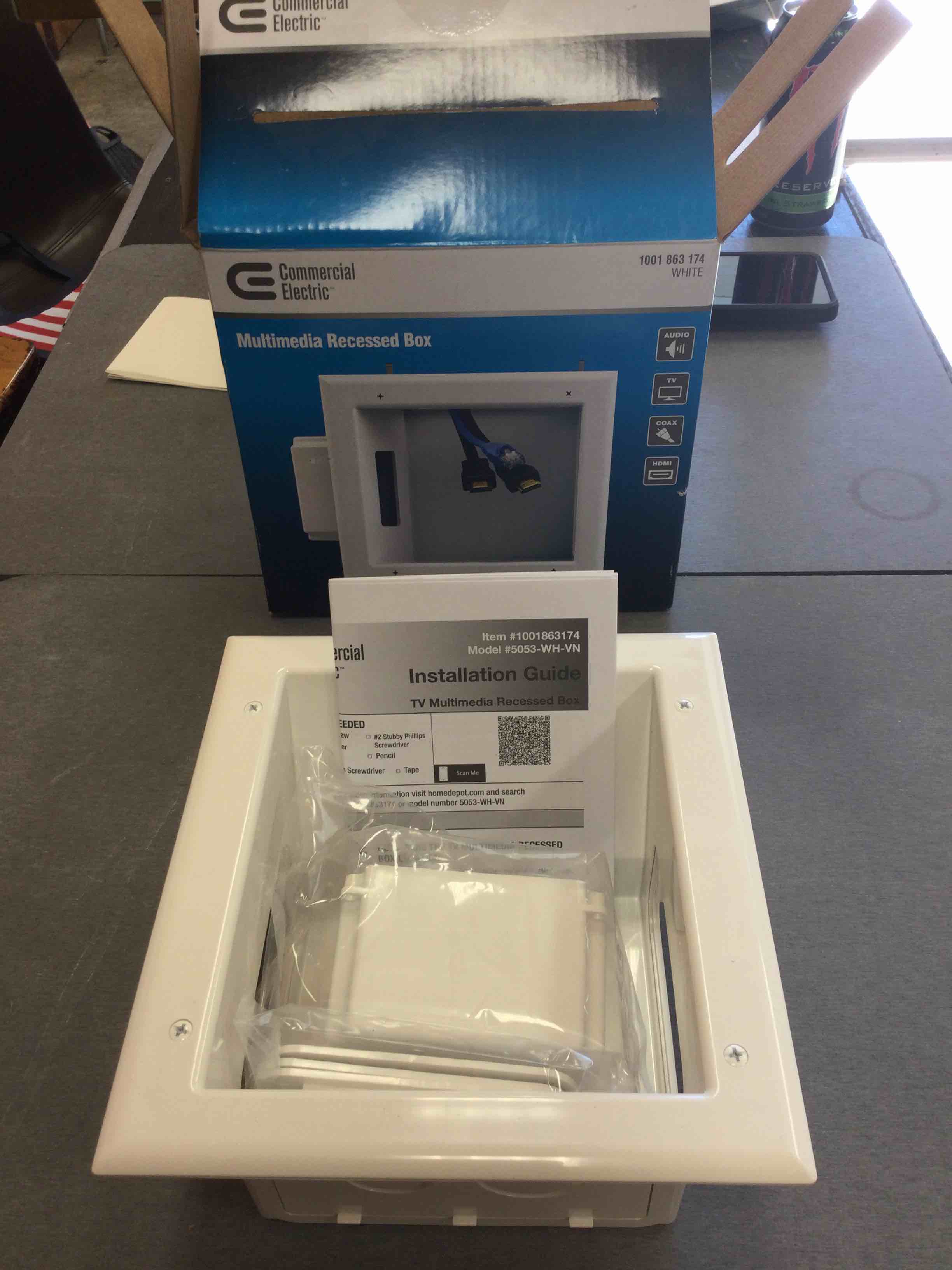 Commercial Electric TV Multimedia Recessed Box