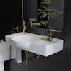 Swiss Madison Chateau 29.31 in. Left Side Faucet Wall-Mount Ceramic Rectangular Bathroom Vessel Sink in Glossy White