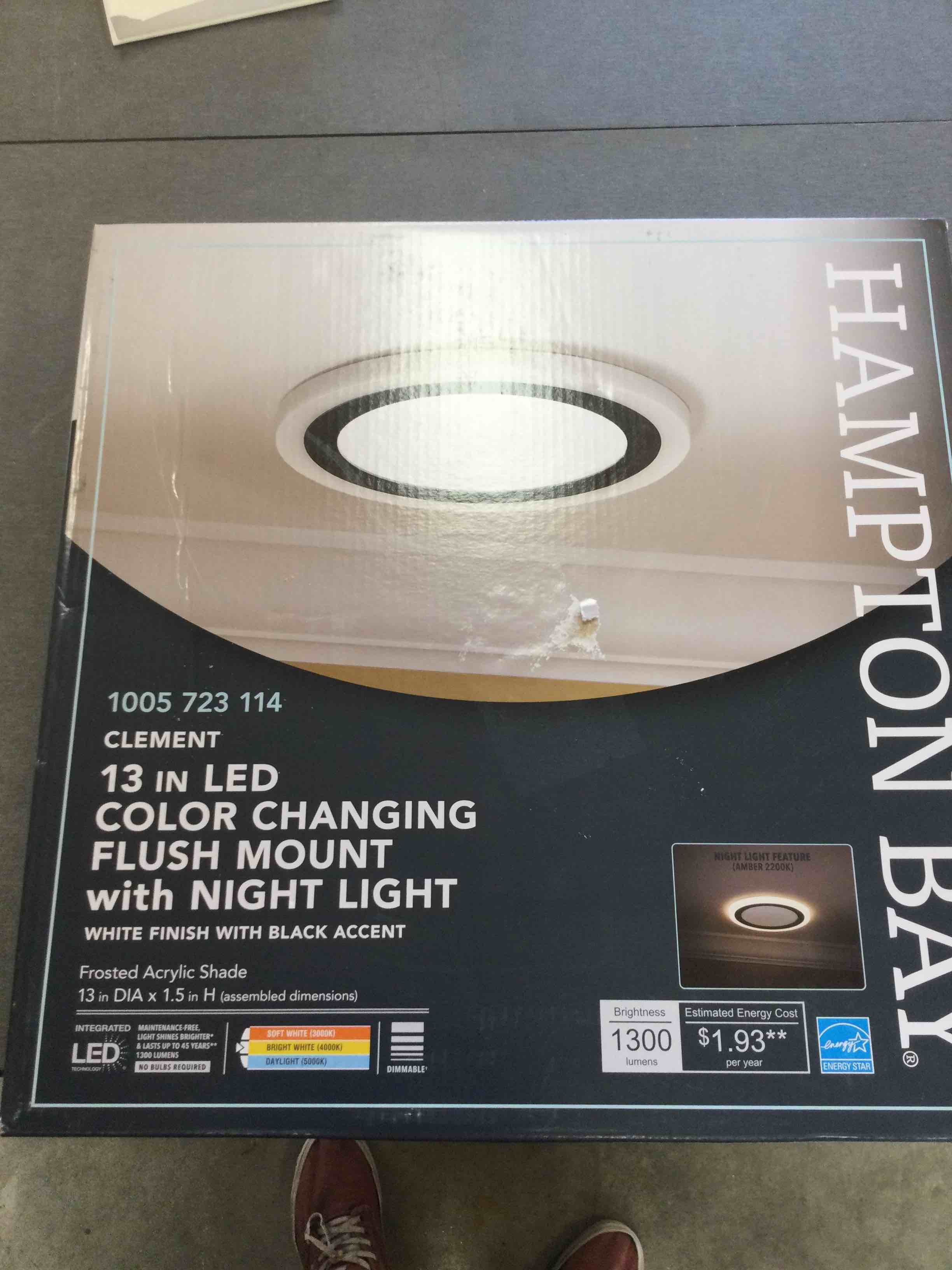 Hampton Bay Clement 13 LED Flush Mount Night Light Color Choice Selectable 1005 723 114