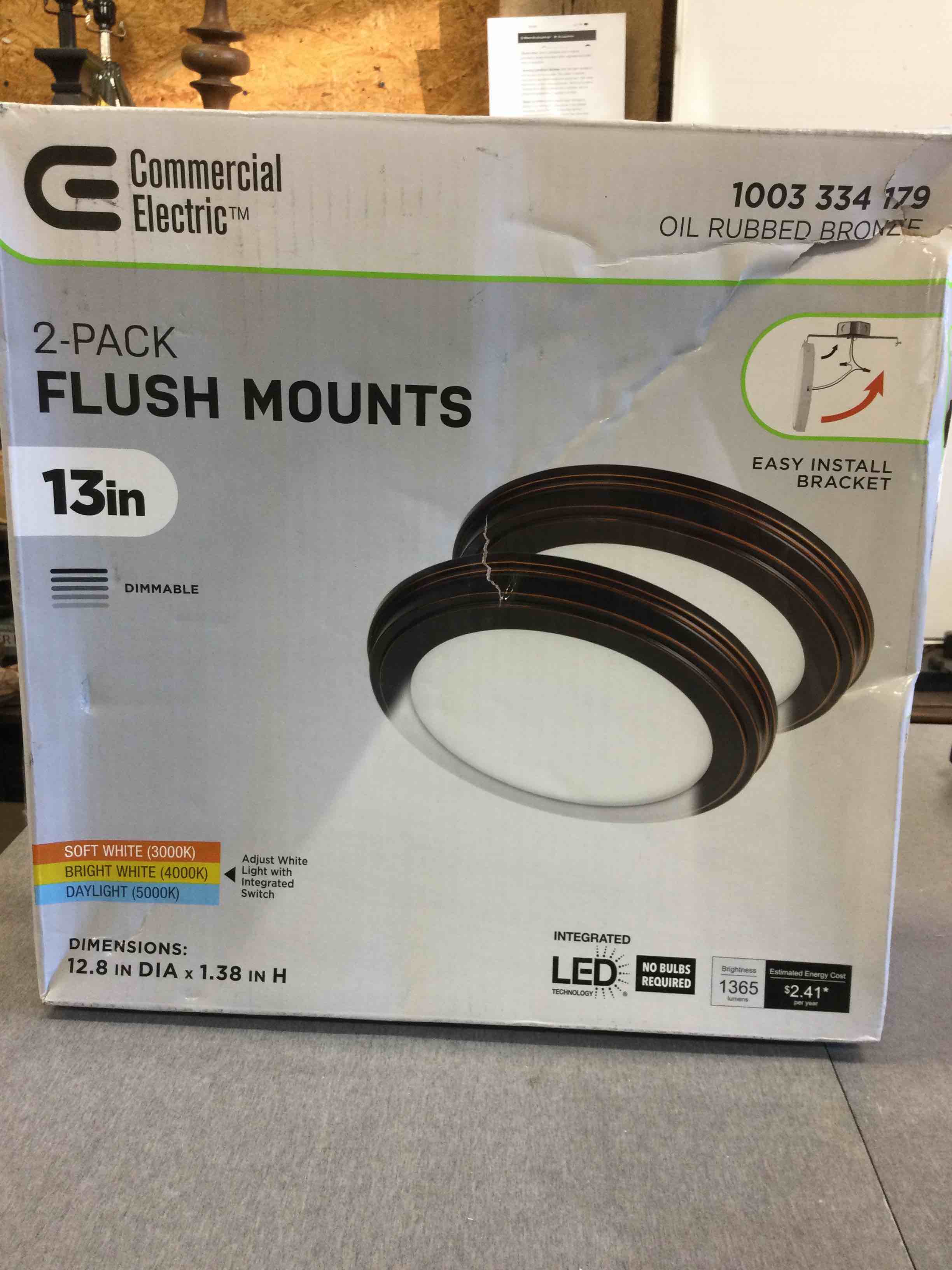 13 in. Oil Rubbed Bronze Color Changing LED Ceiling Flush Mount (2-Pack)