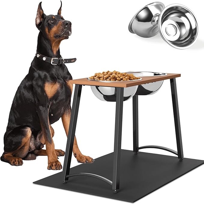 Elevated Dog Bowls for Large Dogs, Extra Large Breed, with Spill Proof Mat, Two 3000ML(13CUPS) Dog Food & Water Bowls, Stable Raised Dog Bowl, 18.1" Tall Dog Bowl Stand for XX Large Dogs