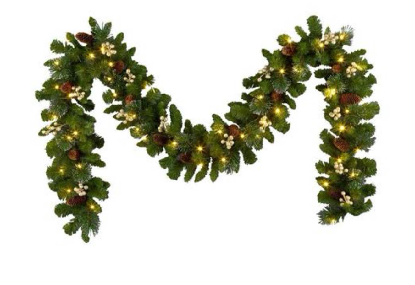 9ft Pre Lit Garland Clear Tree 