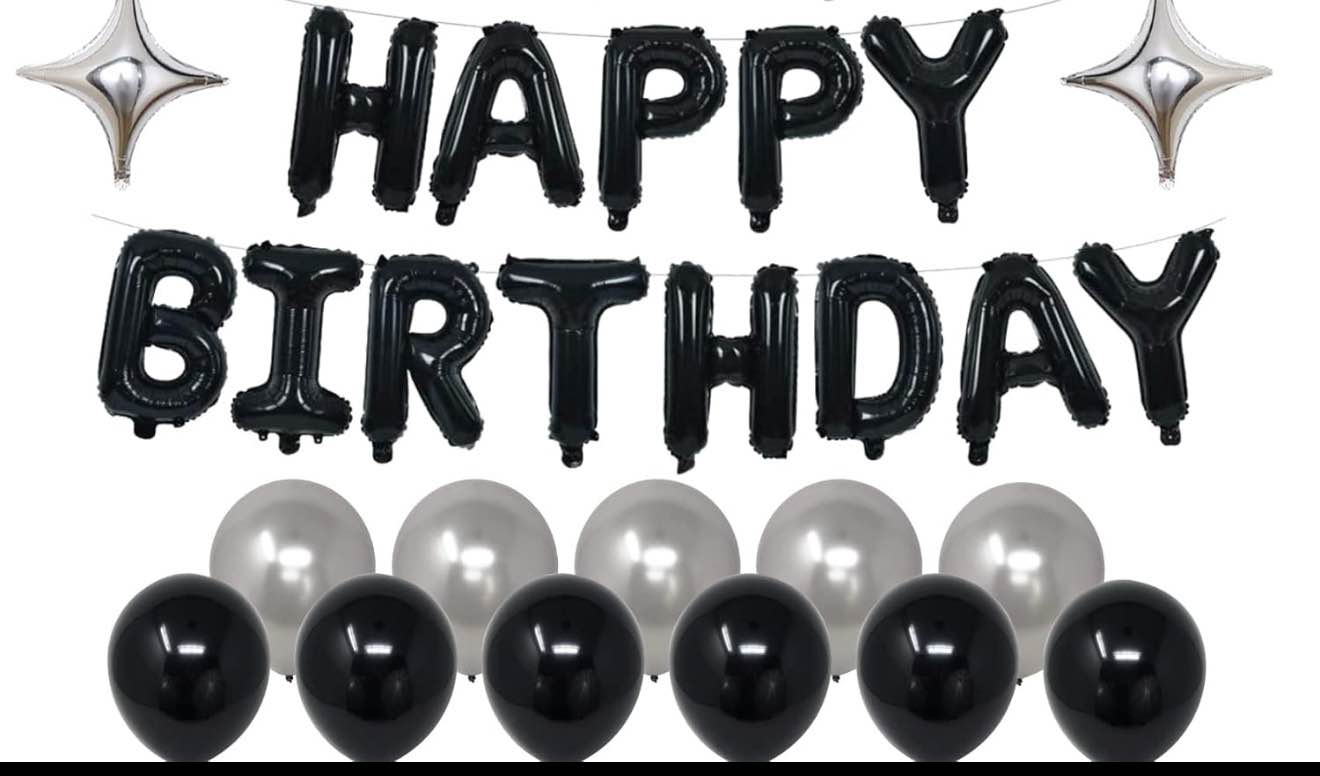 Black Silver Birthday Party Decorations for Men Women