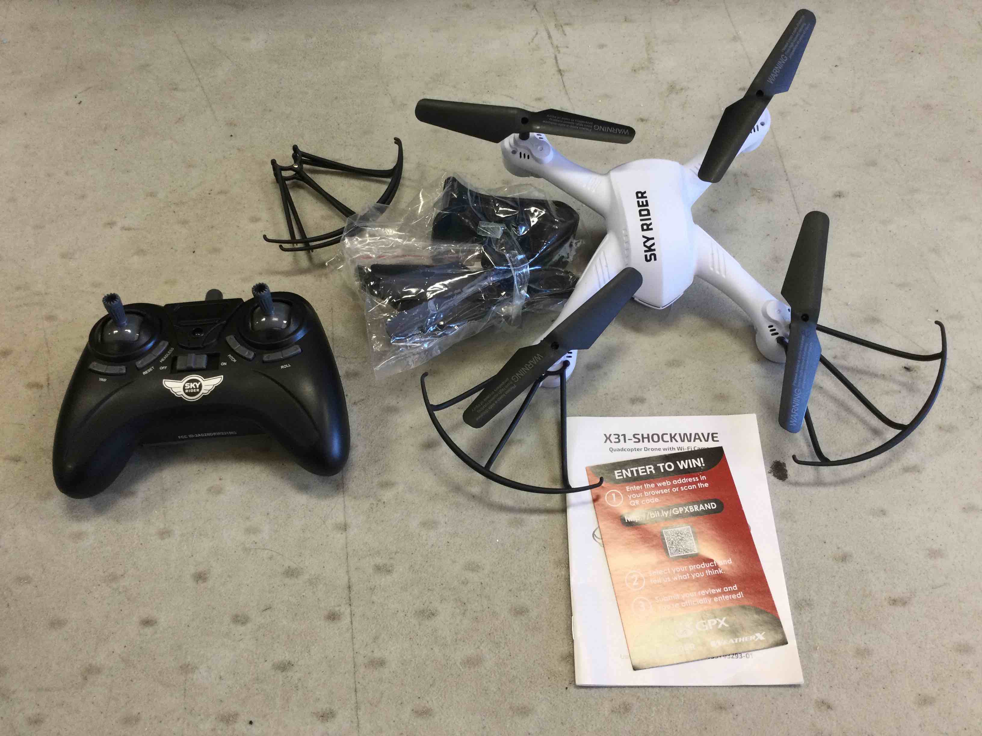 Pro Quadcopter Drone with Wi-Fi Camera, Remote and Phone Holder, White