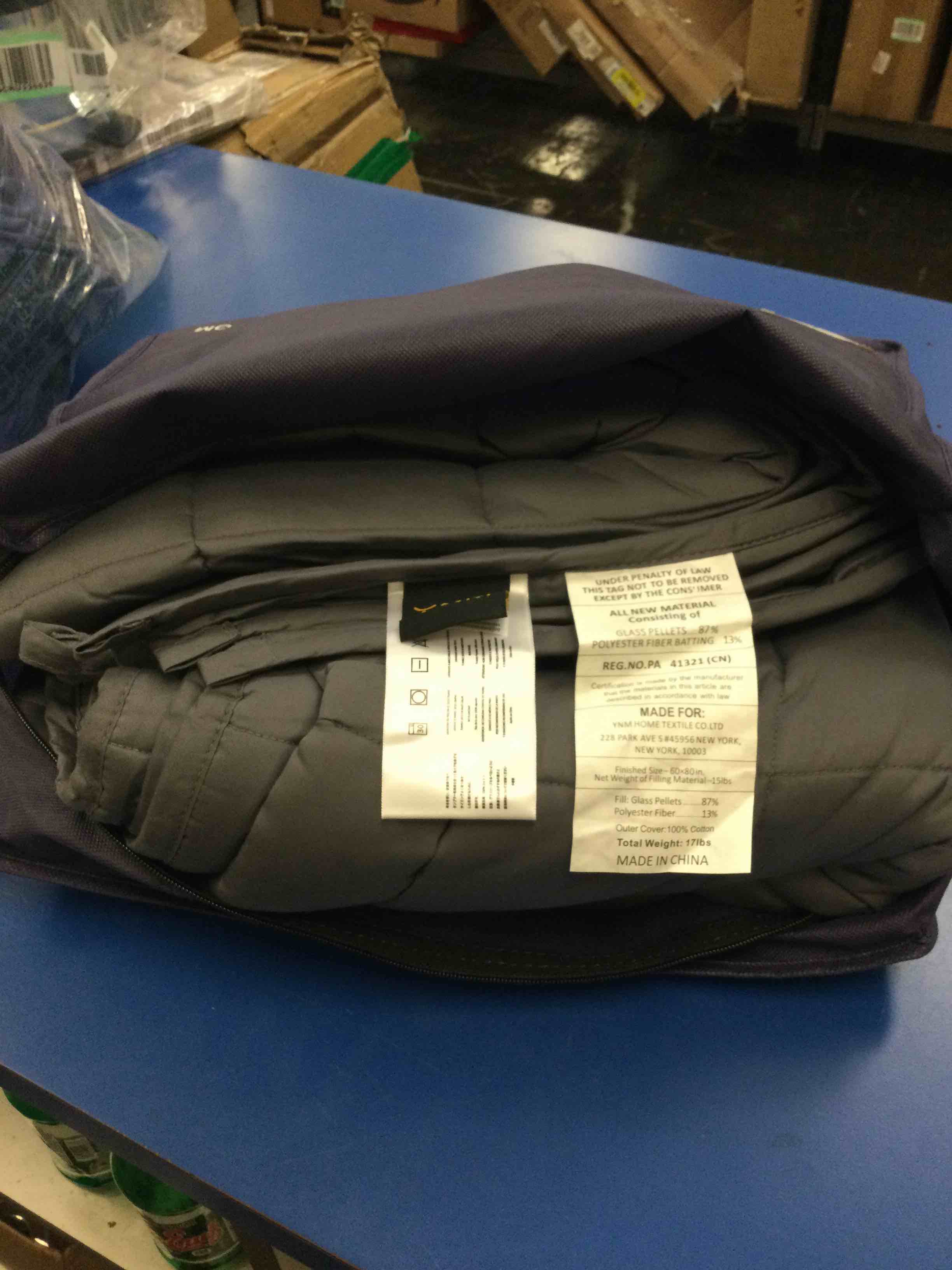 YnM Weighted Blanket — Heavy 100% Oeko-Tex Certified Cotton Material with Premium Glass Beads (Gray , 60''x80'' 17lbs), Suit for One Person(~160lb) Use on Queen/King Bed