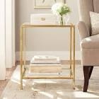 Bella Square Gold Metal and Glass Side Accent Table (20 in. W x 24 in. H)