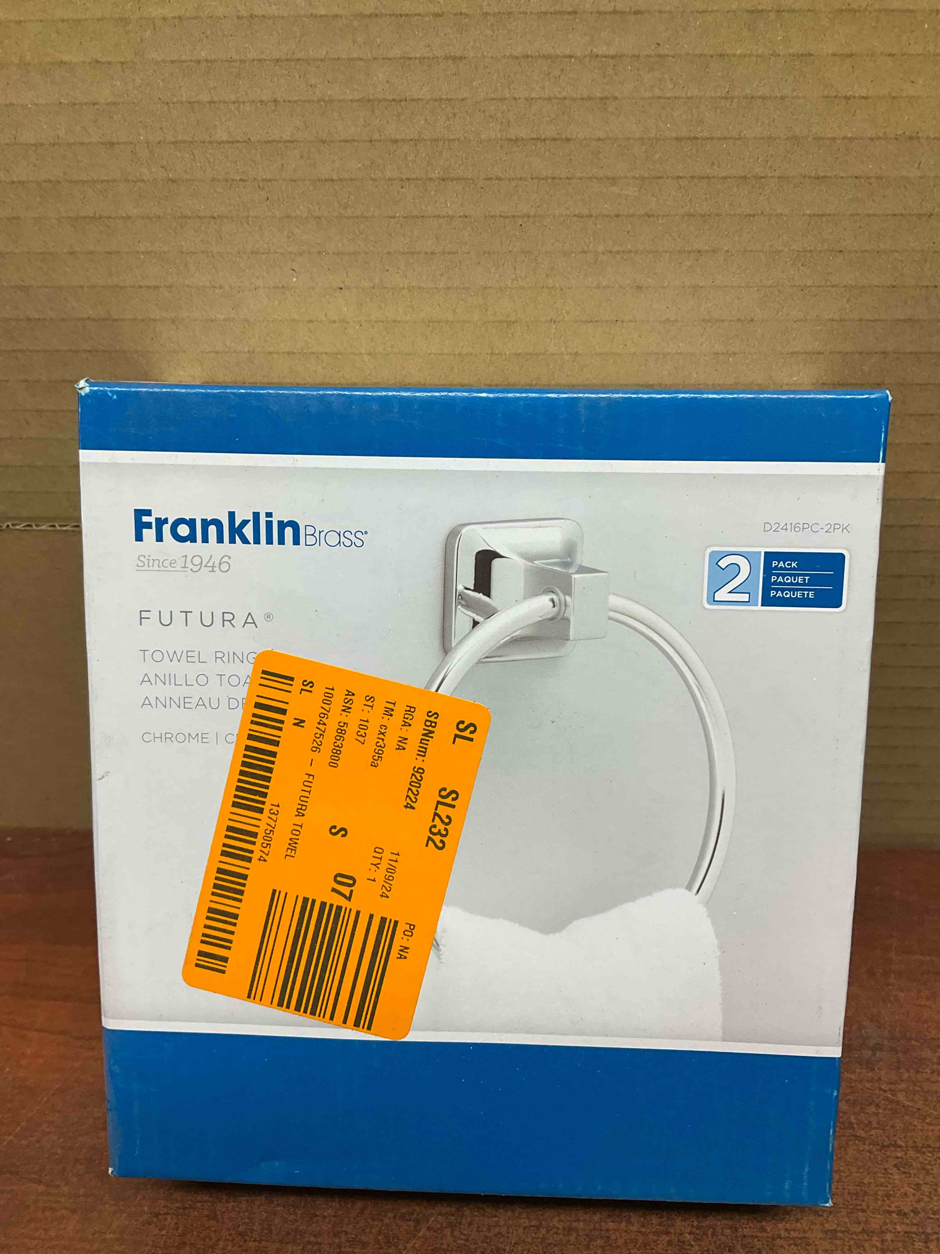 Futura Round Closed Towel Ring Bath Hardware Accessory in Polished Chrome (2-Pack)