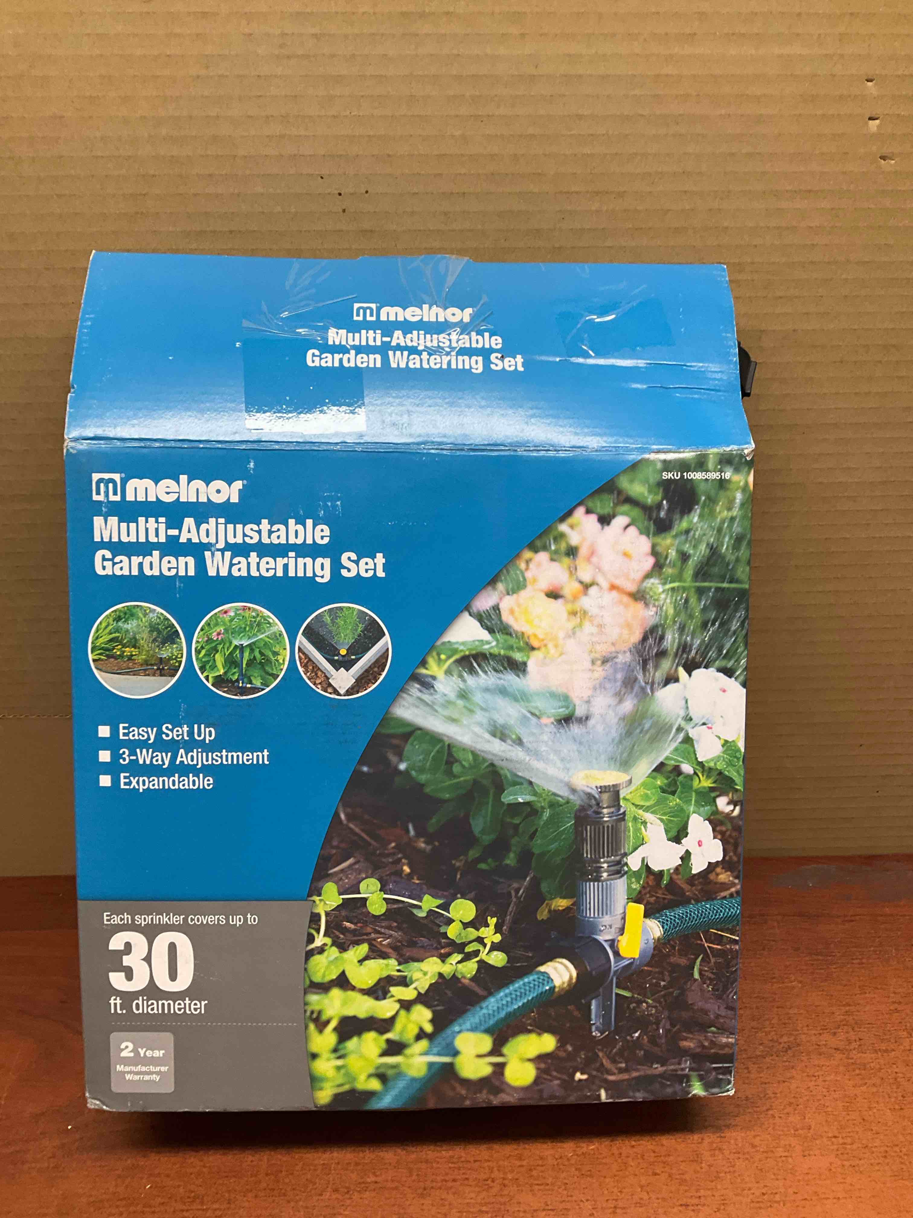 Melnor multi adjustable garden watering set each sprinkler covers up to 30 feet diameter