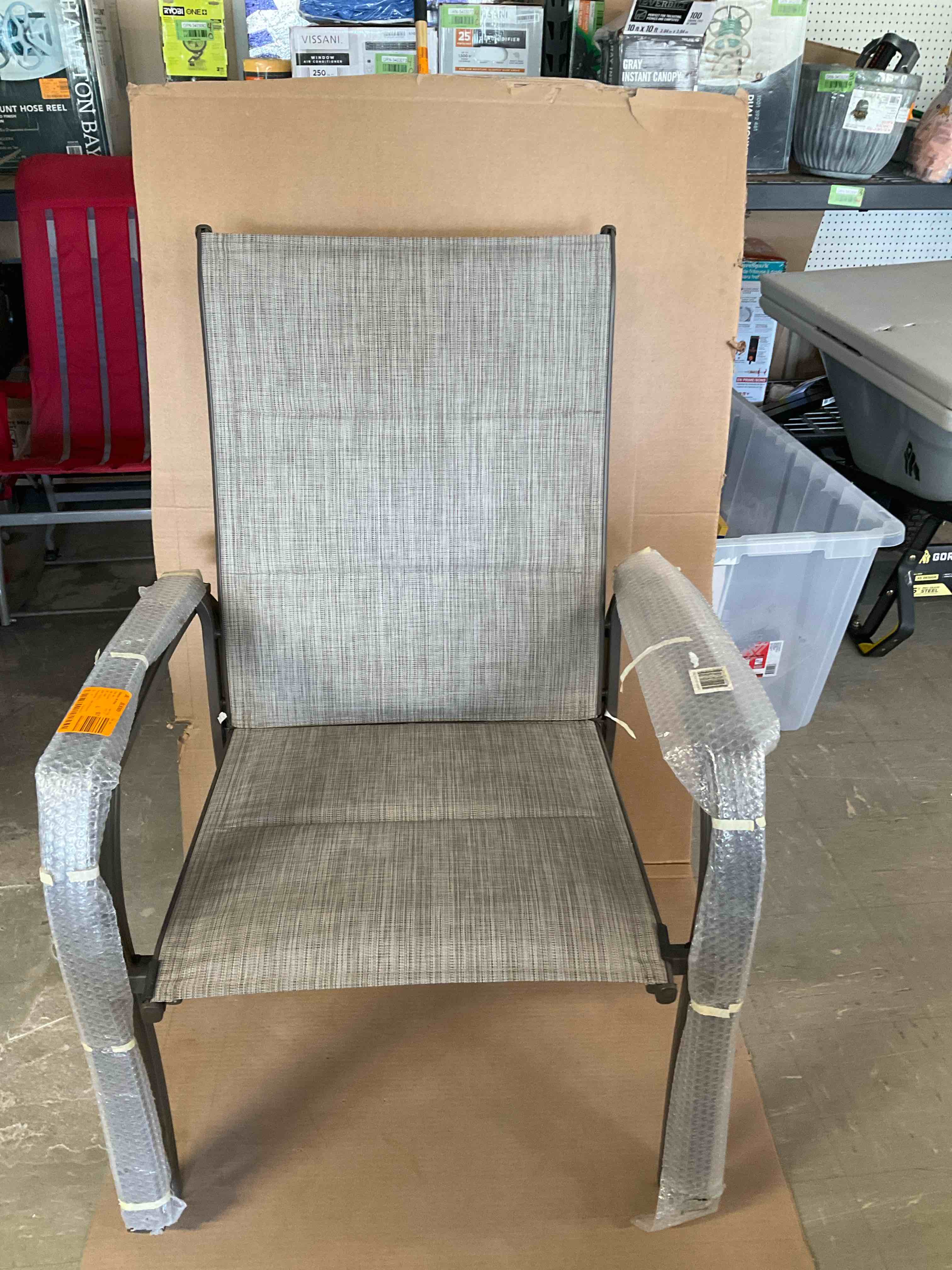   StyleWell oversized padded, sling chair, dark taupe finish