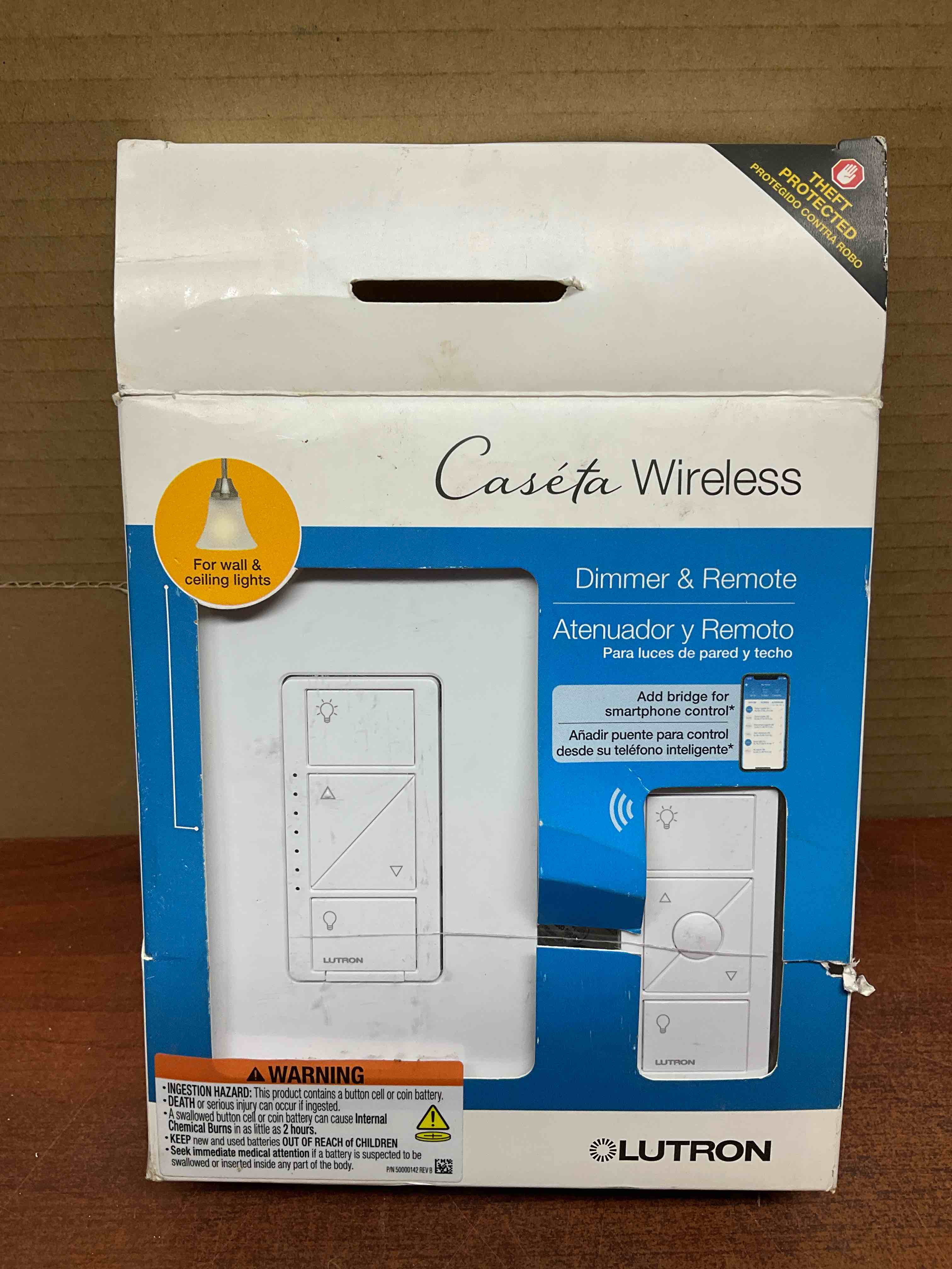 Lutron - Caseta Smart Lighting Dimmer Switch and Remote Kit for Wall and Ceiling Lights - White