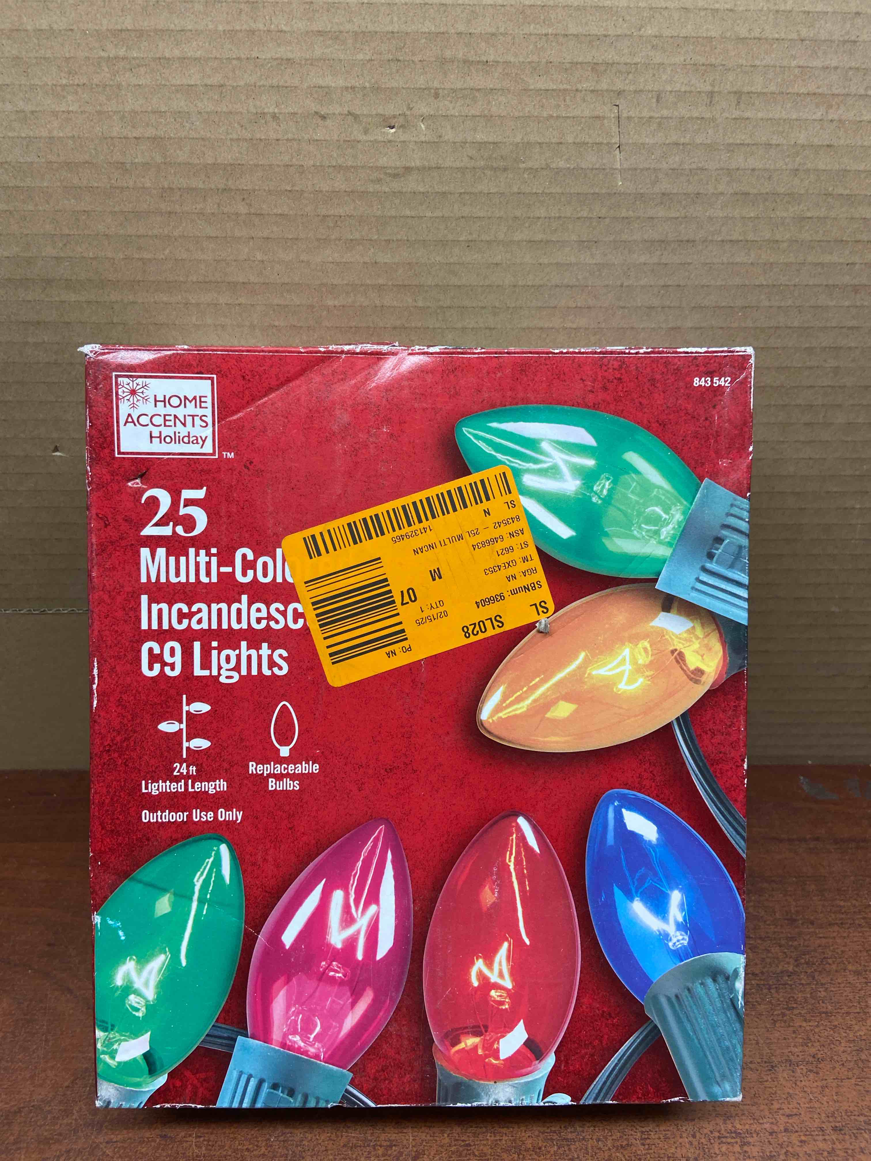 Home Accents Holiday 25 Multi-Colored Incandescent C9 Lights