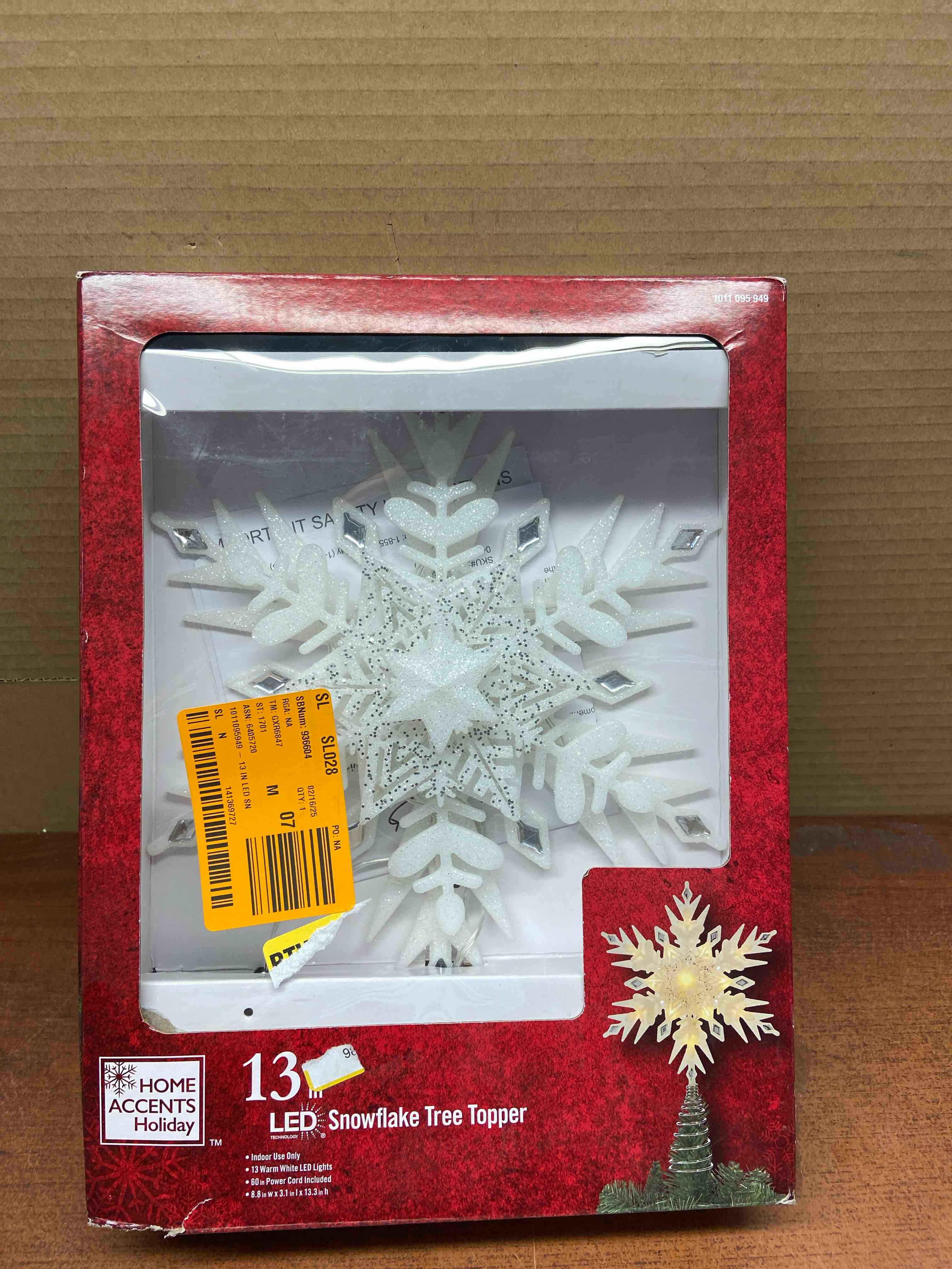 13 inch LED snowflake tree topper