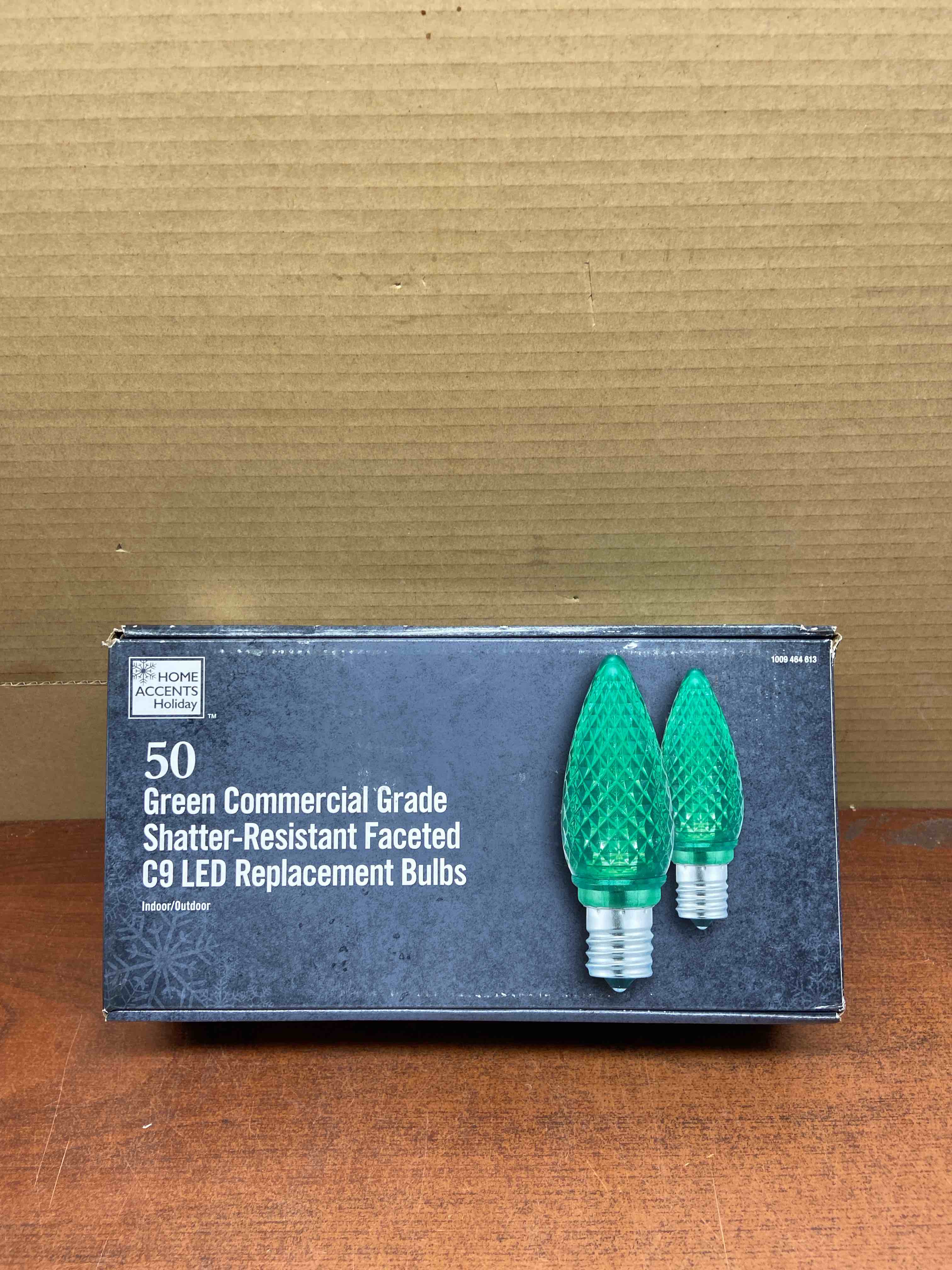50 green commercial grade shatter resistant faceted C9 LED replacement bulbs
