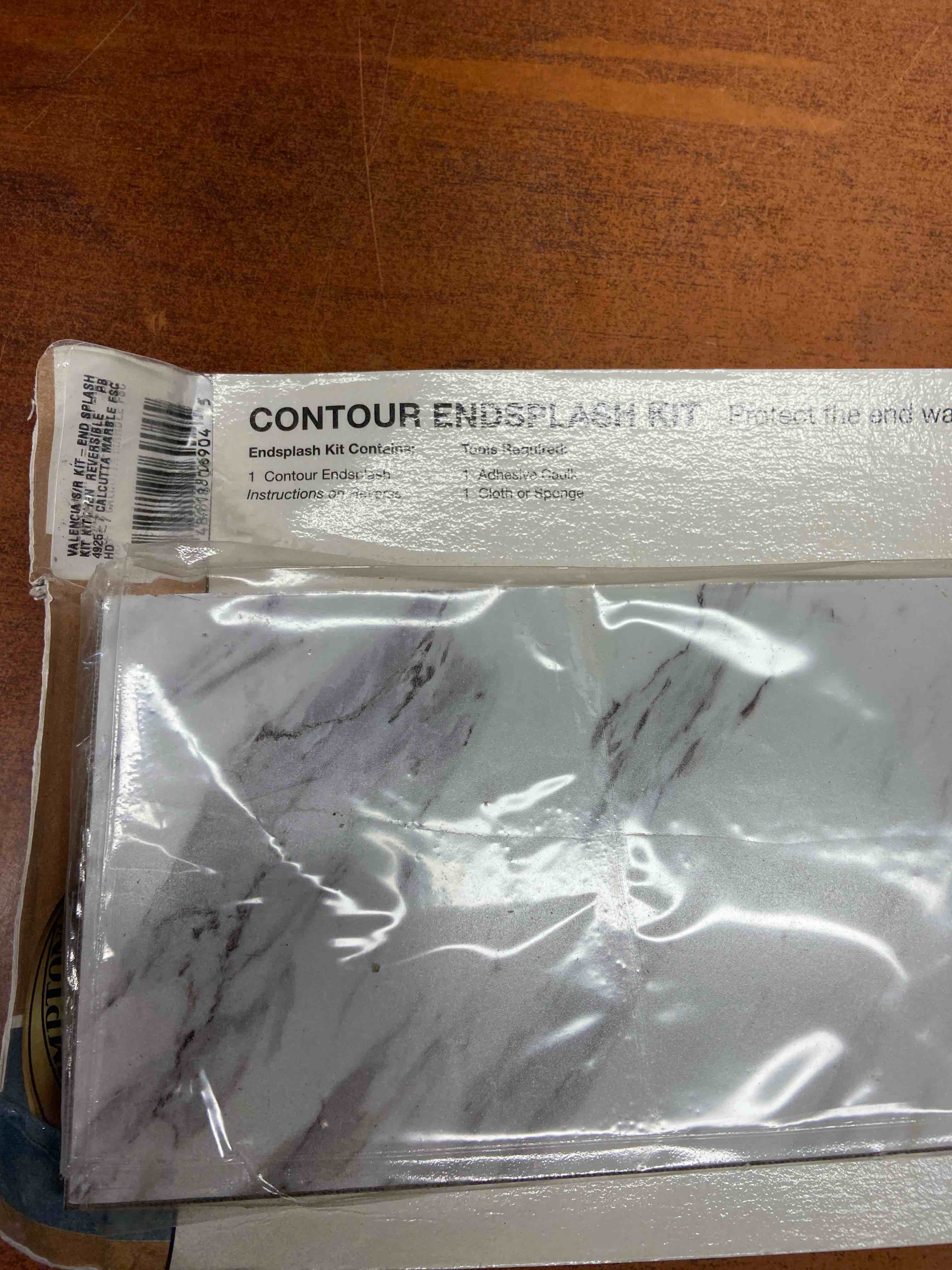 Hampton Bay Laminate Endsplash Kit for Countertop with Integrated Backsplash in Calcutta Marble/Textured Gloss