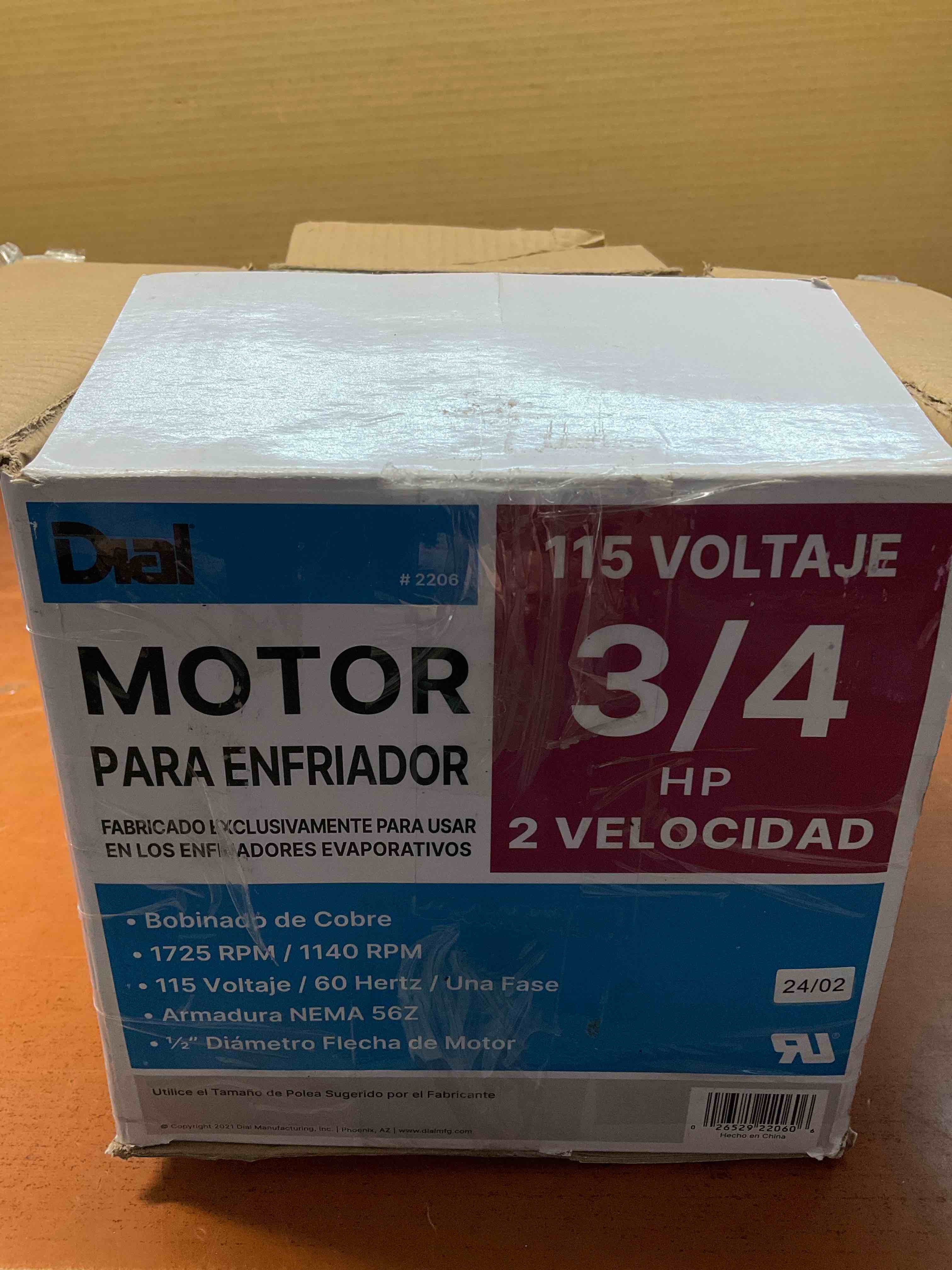 Dial Manufacturing 2206 3/4HP 115V 2 Speed Evaporative Cooler Motor