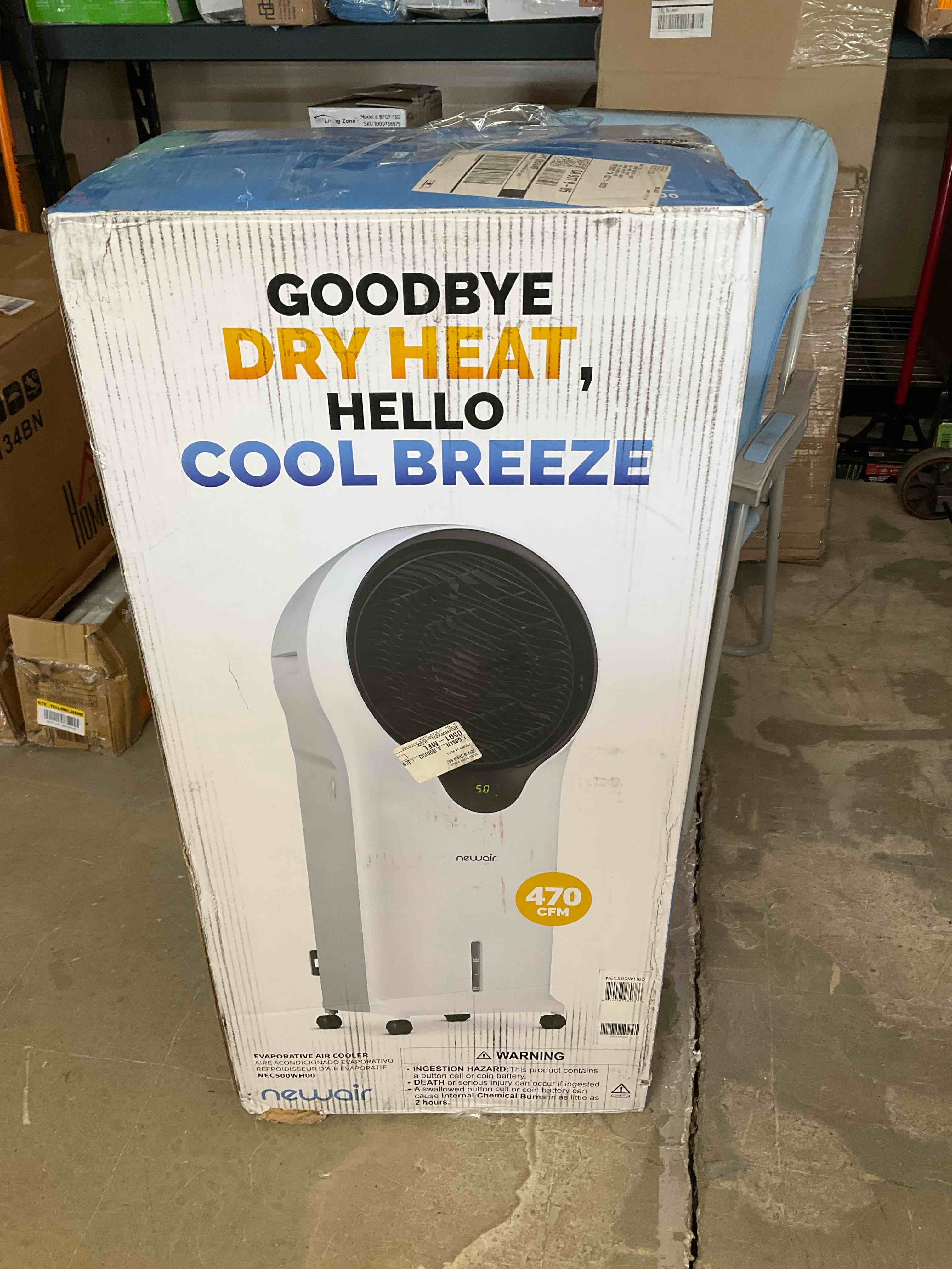 NewAir - 470 CFM Evaporative Air Cooler and Cooling Fan with CycloneCirculation - White