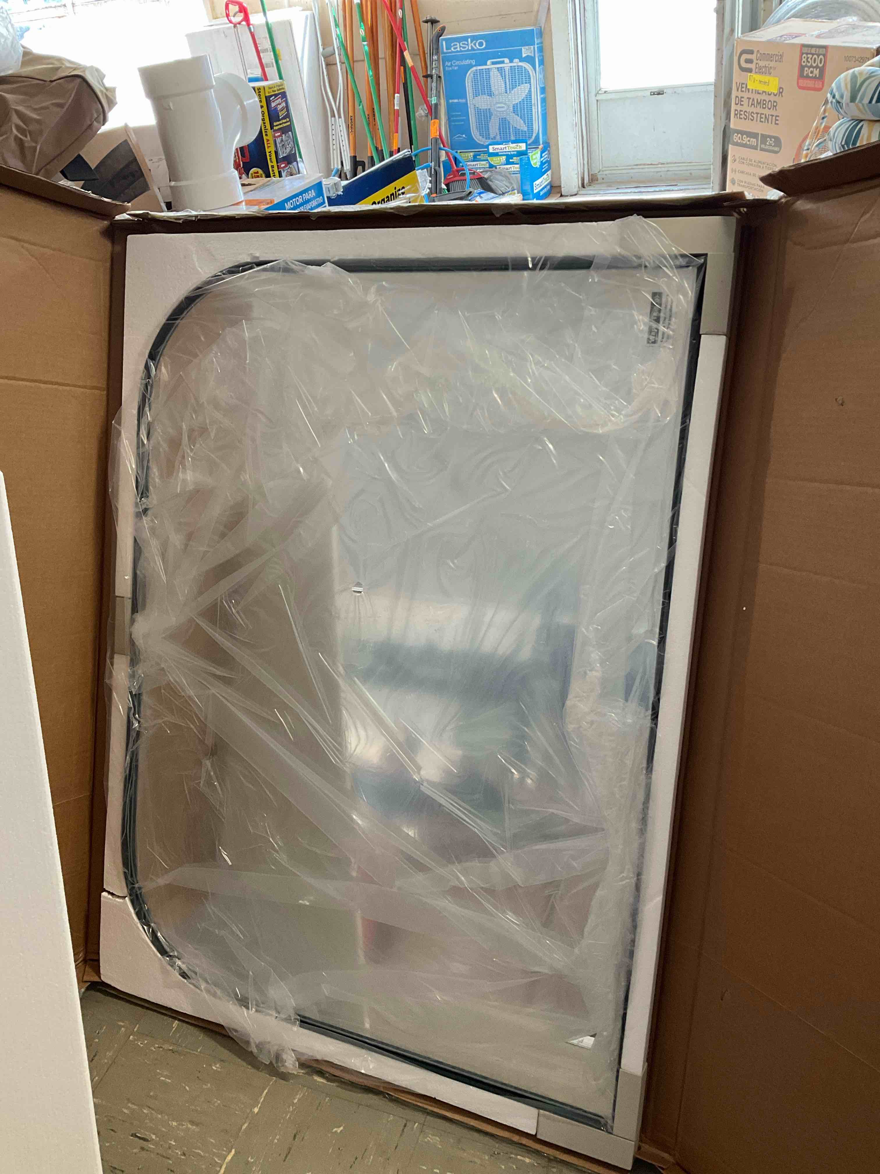 40”W x 30” W Metal Framed arched wall Mirror black