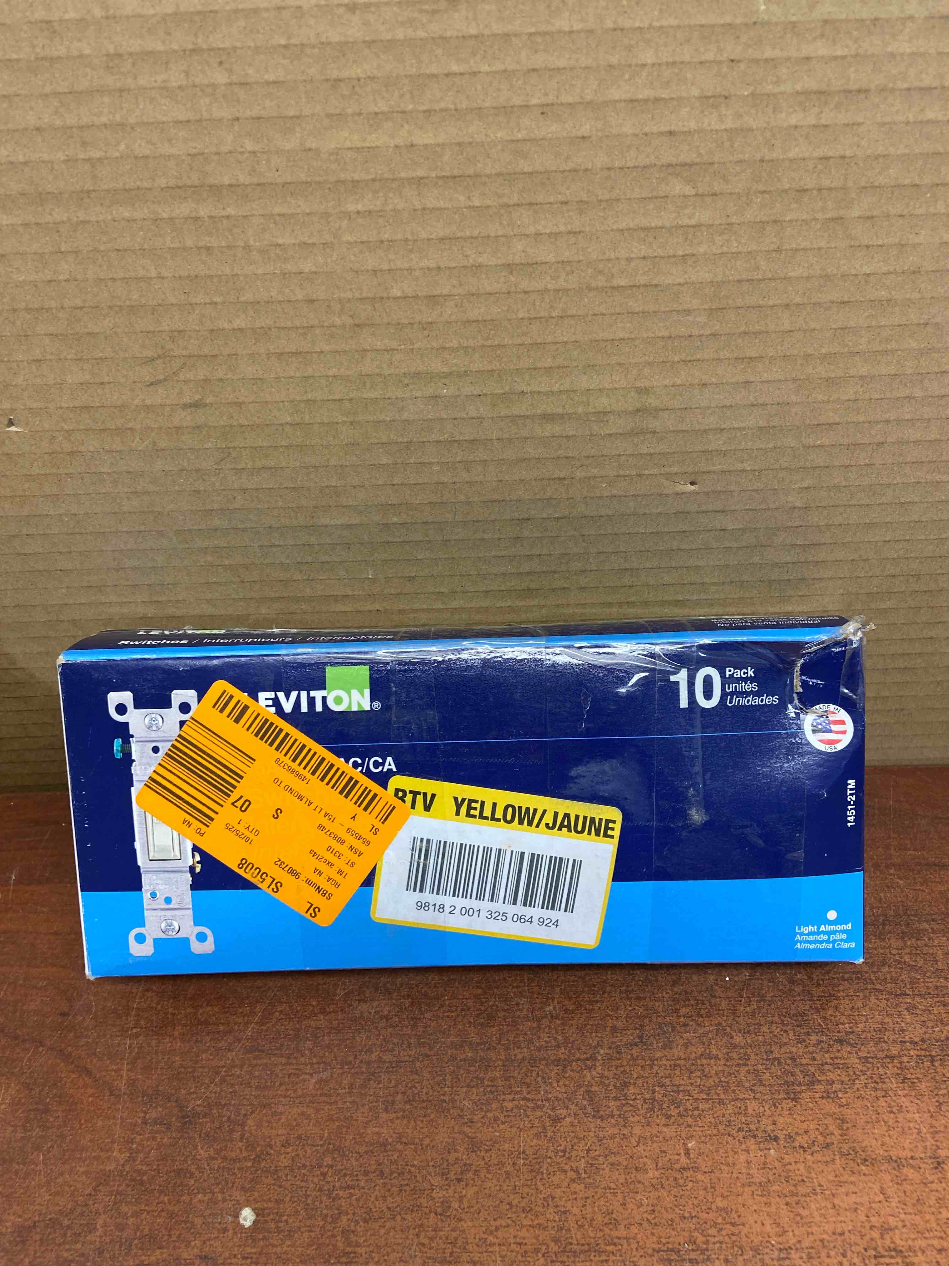 Leviton 01451-2TM Toggle Switch  120 Volt  15 Amp