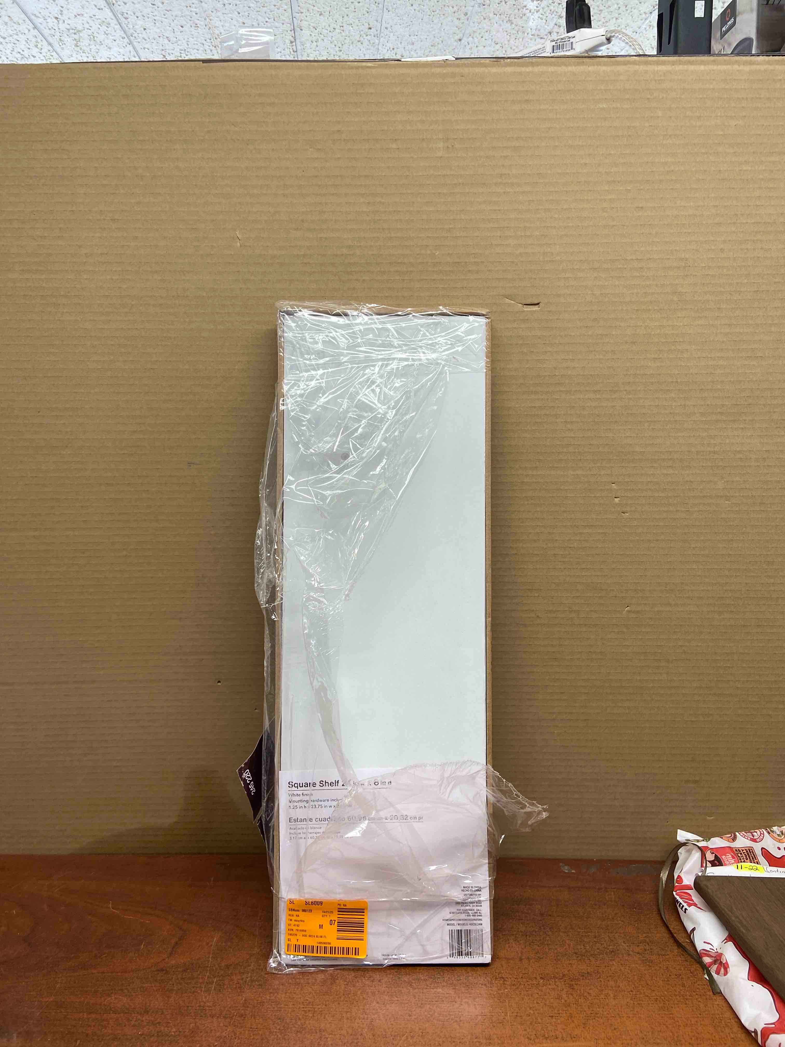 8 In. D X 24 In. L X 1-1/4 In. H Slim Shelf In White