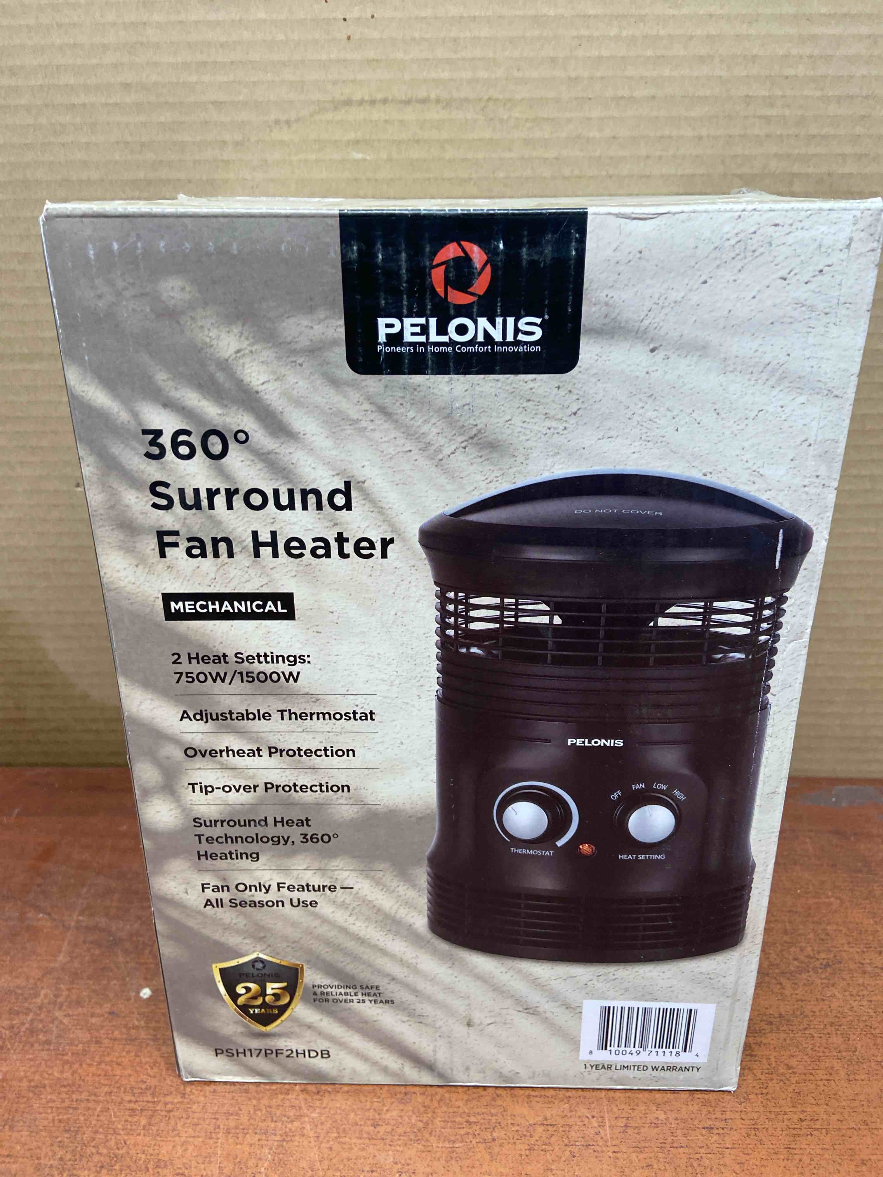 Pelonis 1500-Watt 360° Surround Fan Heater, Black