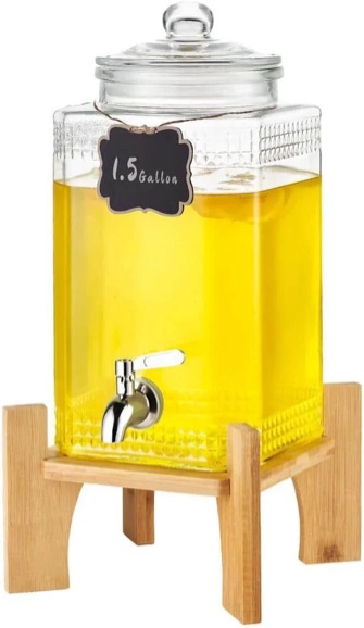 VEVOR 1.5 Gallon Glass Juice Dispenser with Stand and Stainless Steel Spigot