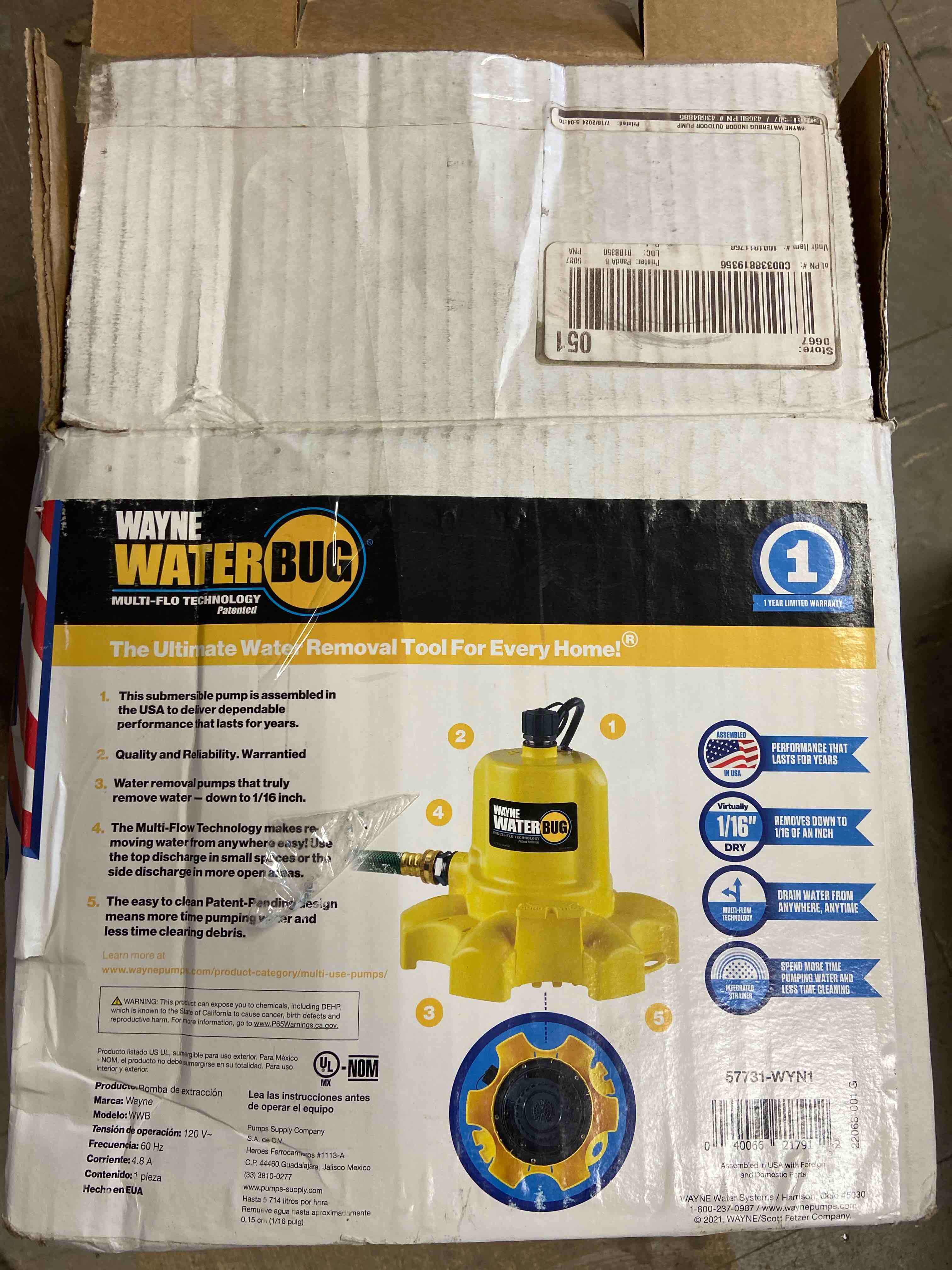 Wayne Wwb Waterbug Submersible Pump with Multi-Flo Technology