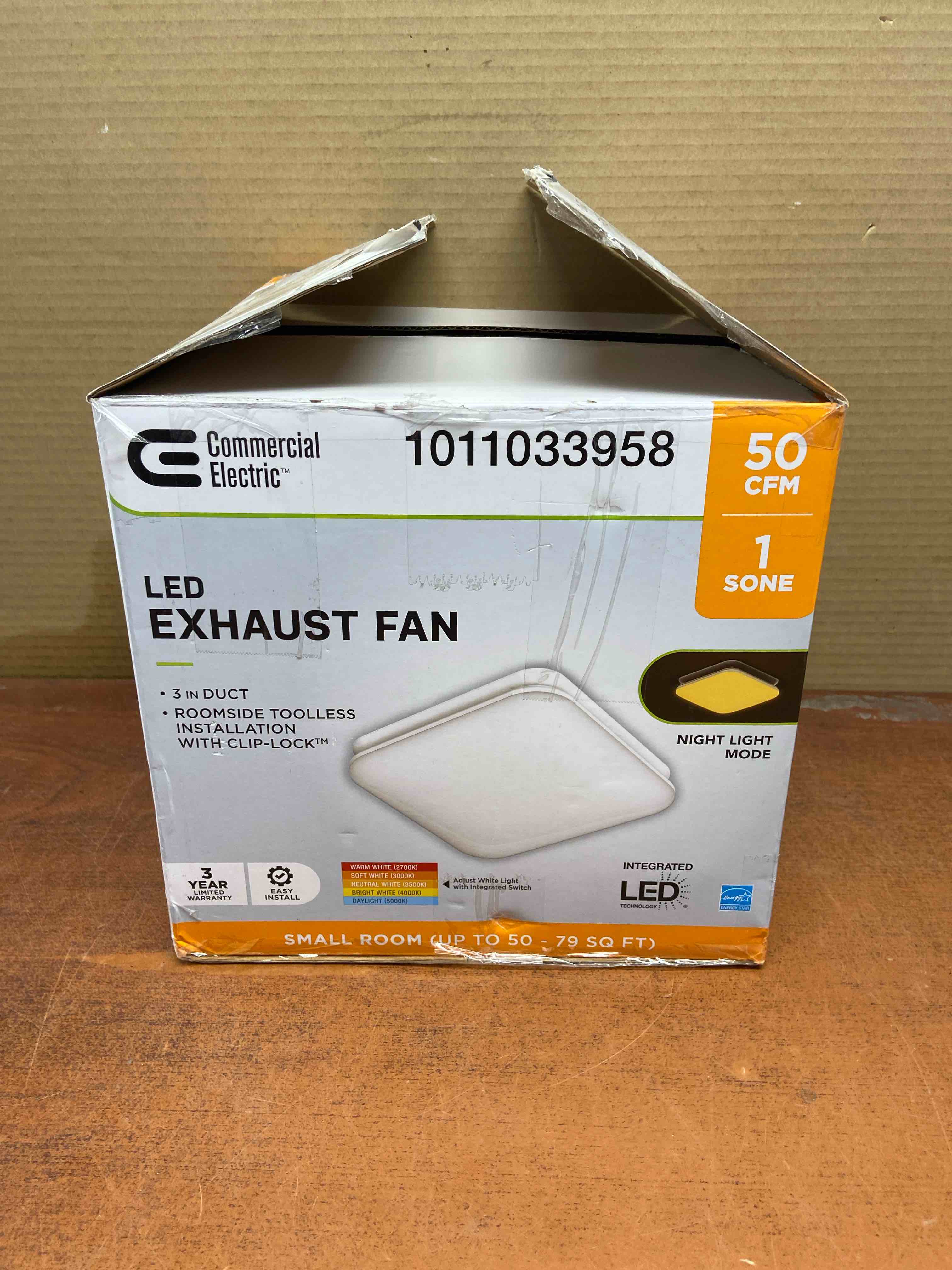 50 cfm ceiling mount room side installation bathroom exhaust fan with adjustable color temperature led and night light